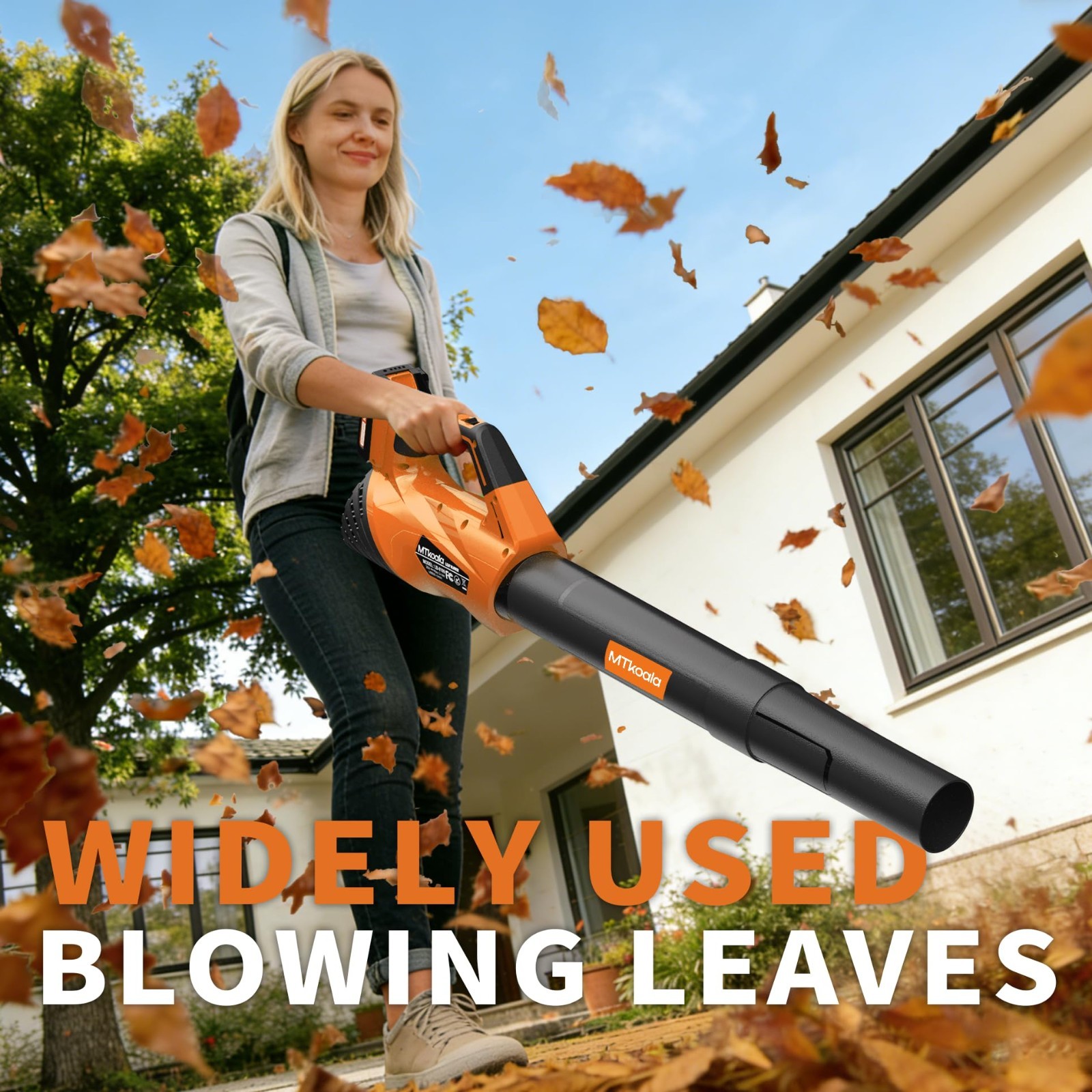 Cordless Leaf Blower 450CFM 150MPH, 2 Speed Modes, 2 Batteries & Charger, Lightw