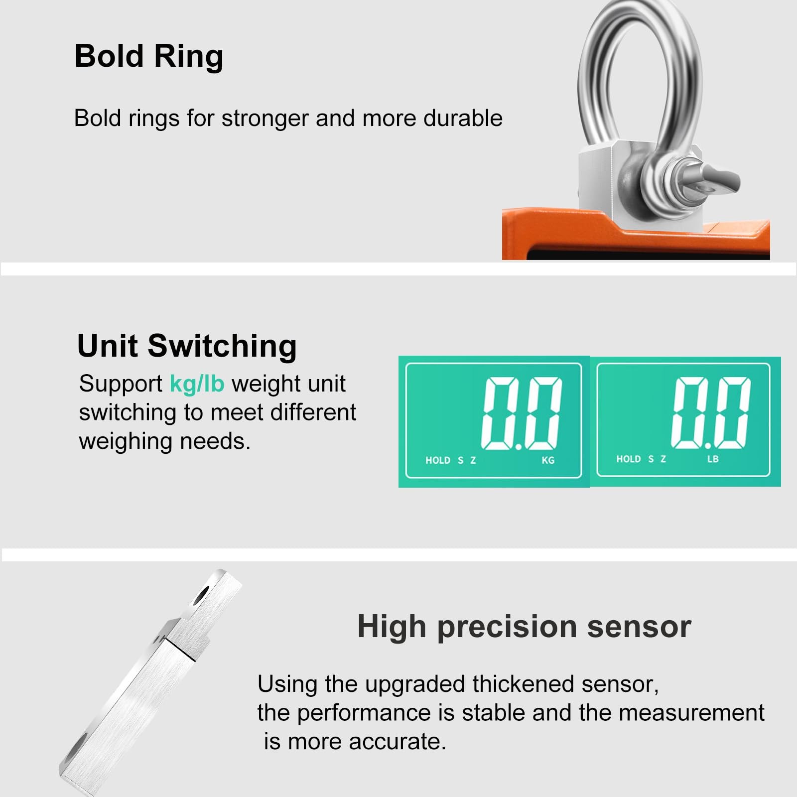 RESHY Digital Crane Scale 2200lb/1000Kg 4.2 x 6.9 x 10.5 inches, Orange