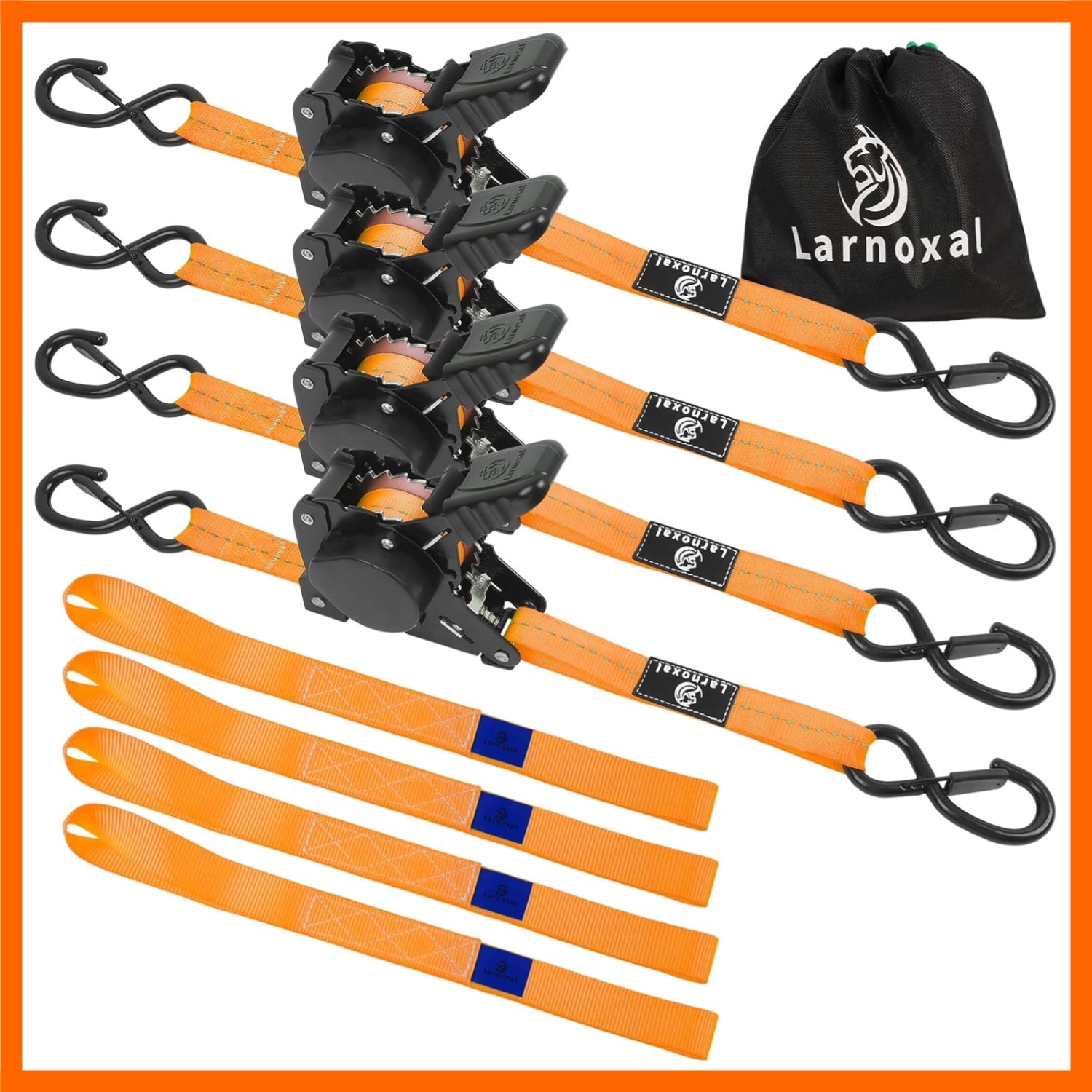Retractable Ratchet Straps 4 Pack – 1,500 Lbs Break Strength 1 in x 10 Ft Hea…