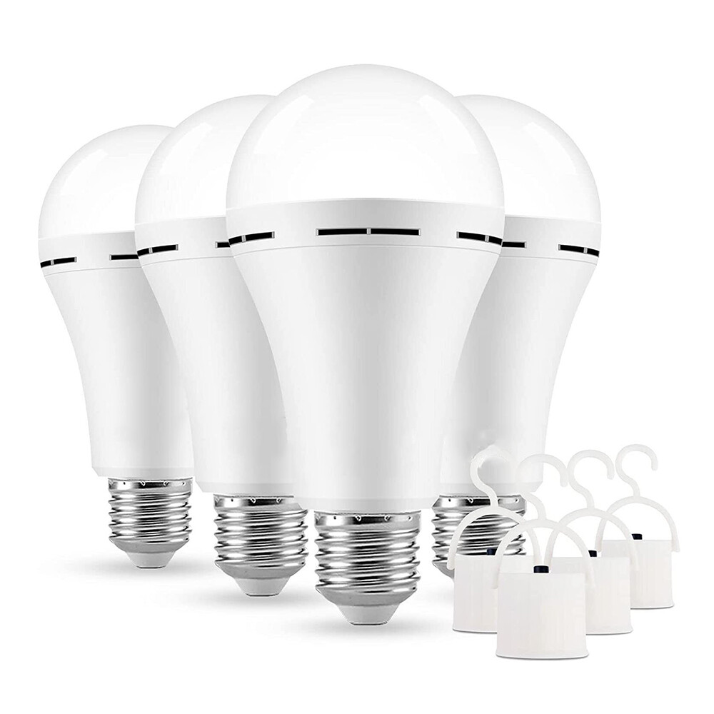 4Pcs LED Rechargeable Emergency Light Bulb 60W Equivalent 1200mAh Battery Backup