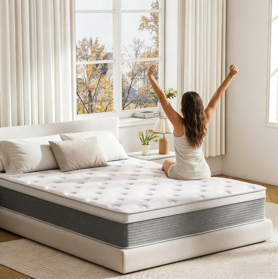 CertiPUR-US Hybrid Mattress Pocket Spring&Memory Foam Rolled Mattress in Box