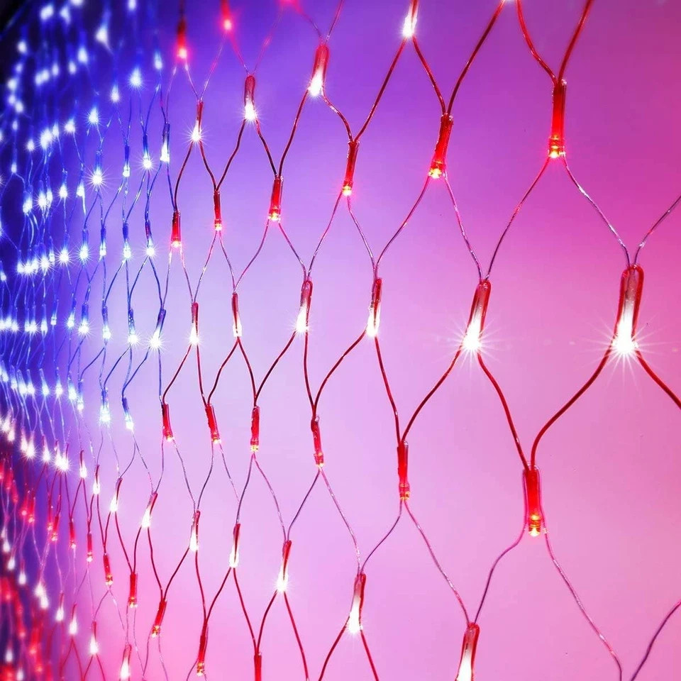 American Flag String Lights, Waterproof Led Flag Net Light, with 420 Super Brigh