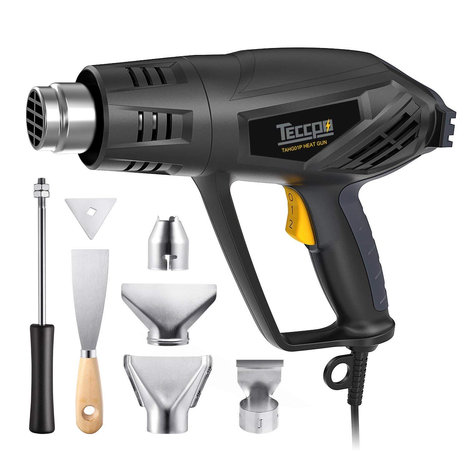 Heat Gun, TECCPO 1500W/12.5A Electric Hot Air Gun with 3-Temp Mode 0℉~1022℉ for