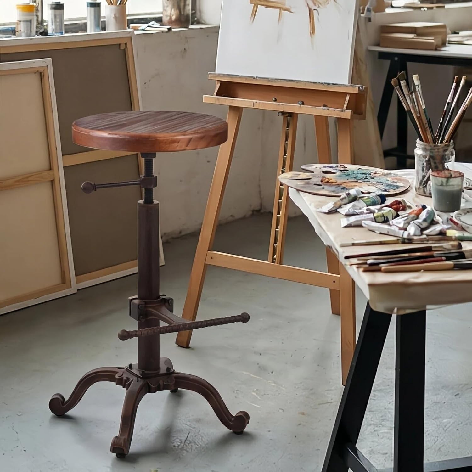 Topower Industrial Retro Vintage Farm Wooden Tractor Stool (Copper)