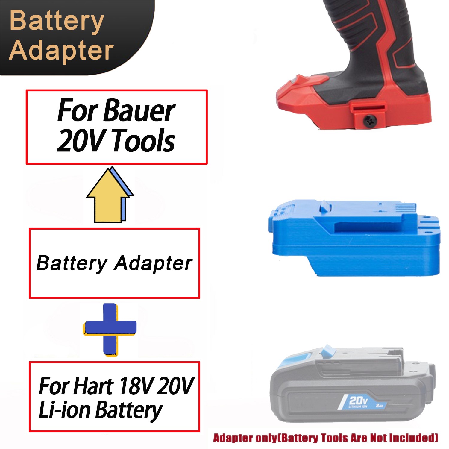 Battery Adapter Fits For HART 20V Li-Ion Battery to For Bauer 20V Cordless Tools
