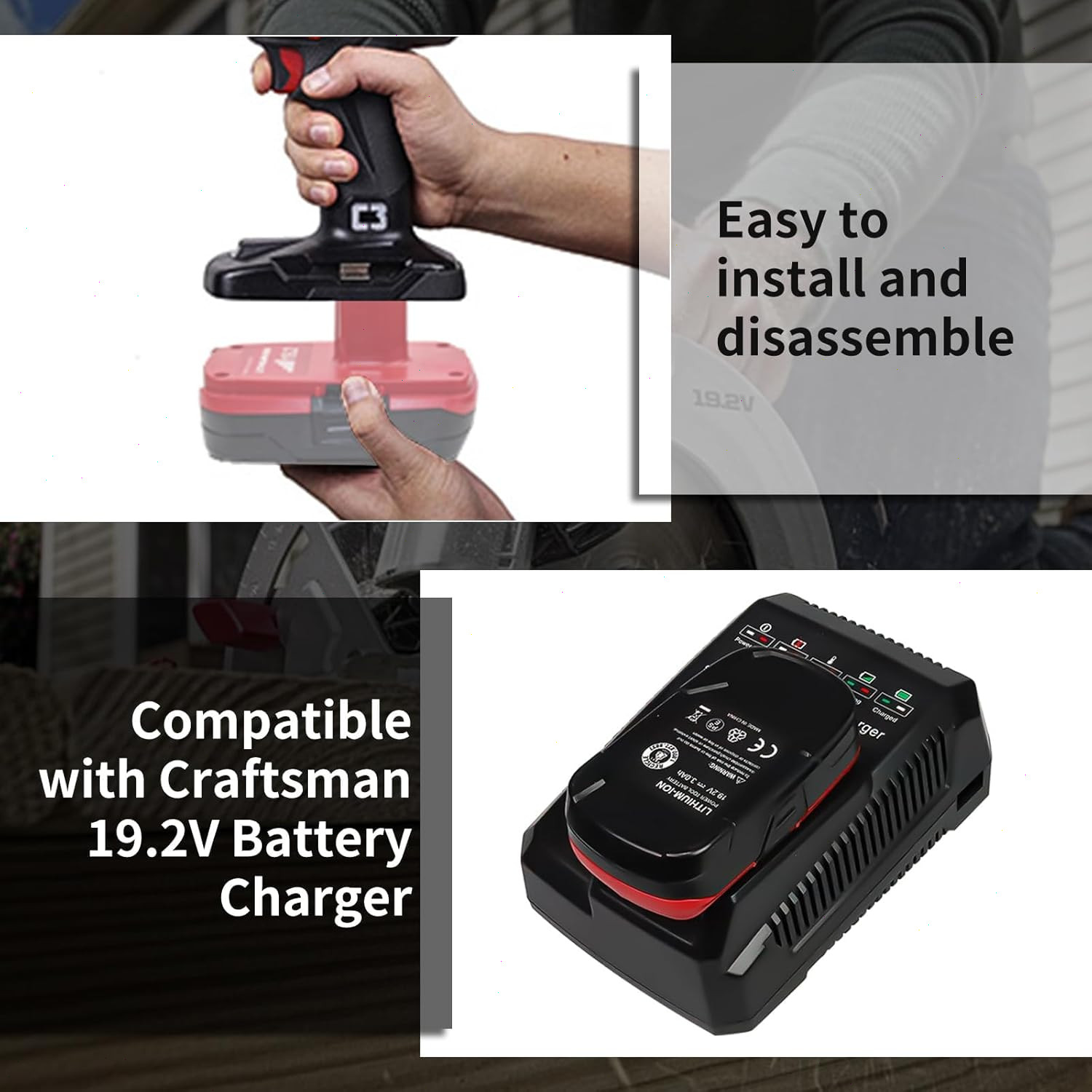 2P 4.0Ah C3 Lithium-ion Battery for Craftsman 19.2V Battery /Charger 1302790