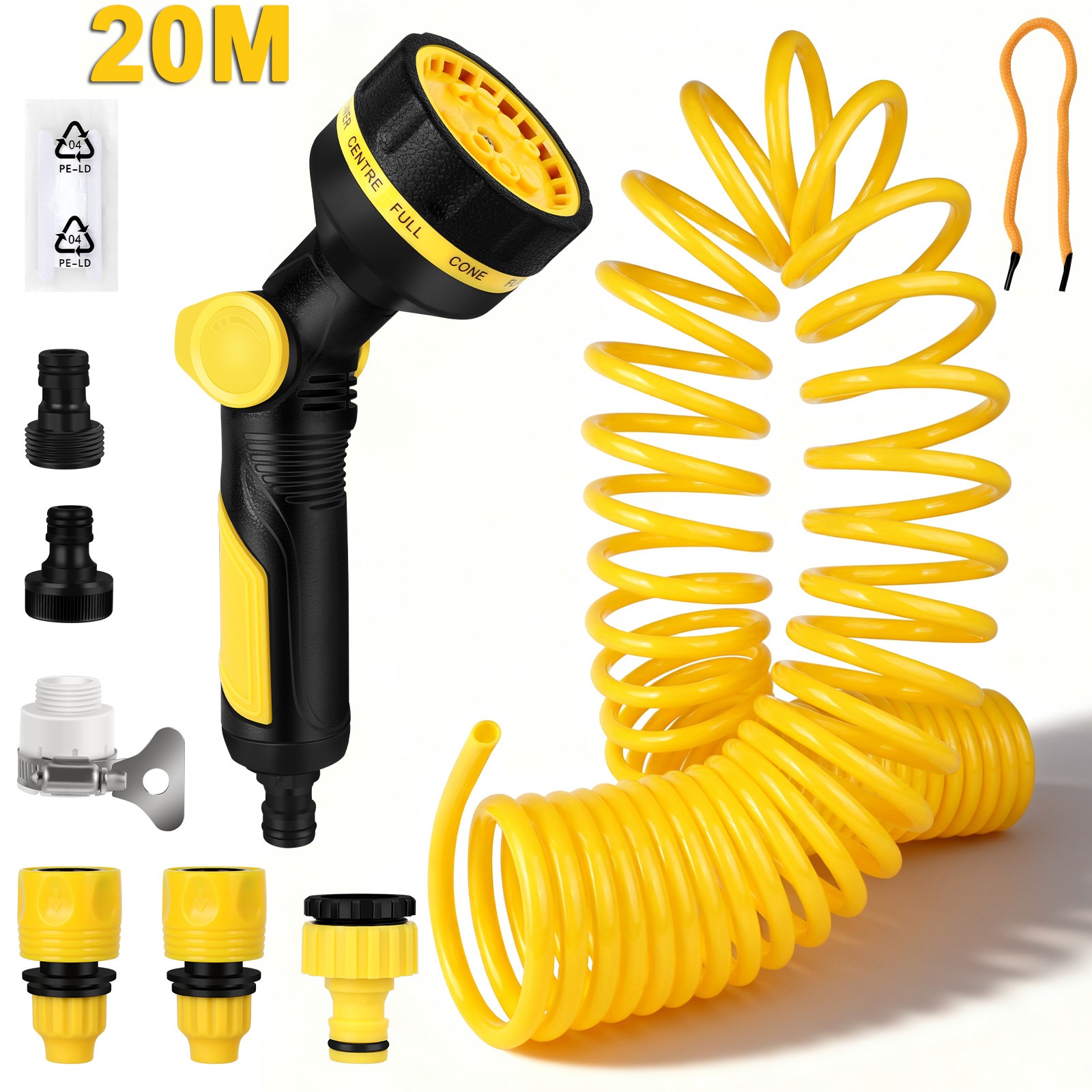 1/2″ Coil Garden Hose Curly Water Pipes & Sprayer for Boat Greenhouse/Yard/Patio