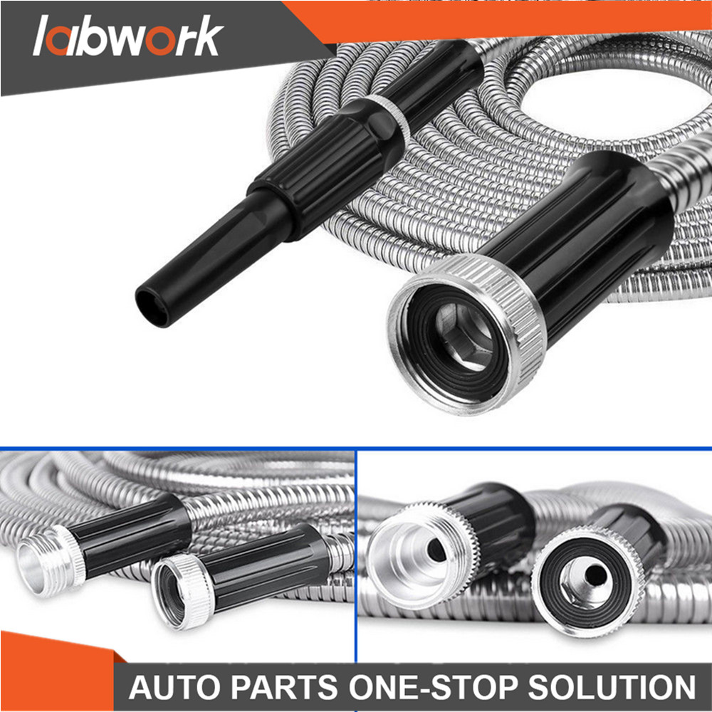 Labwork 25/50/75/100FT Lightweight Stainless Steel Metal Garden Water Hose Pipe