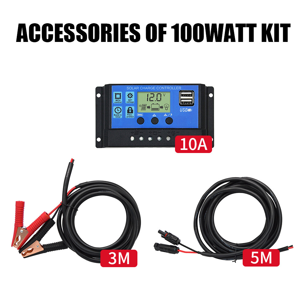 Dokio 100w 200w Rigid Monocrystalline Solar Panel Kit for Home/RV/Boat/Battery