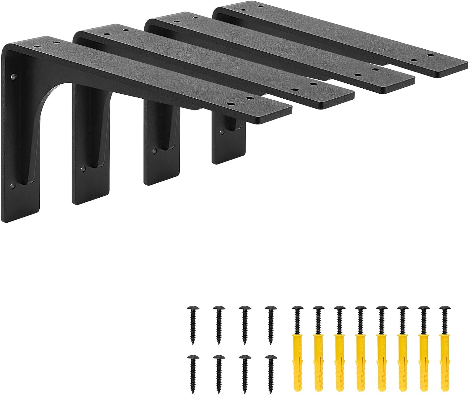 4 Pack Heavy Duty Shelf Brackets 10″x 6″, Premium Alloy Metal, 300lbs Max Load