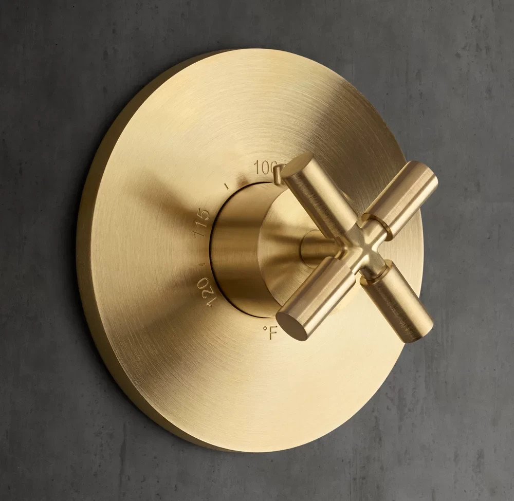 Restoration Hardware Lambeth Smooth Cross-Handle Thermostatic Shower Valve & Tri