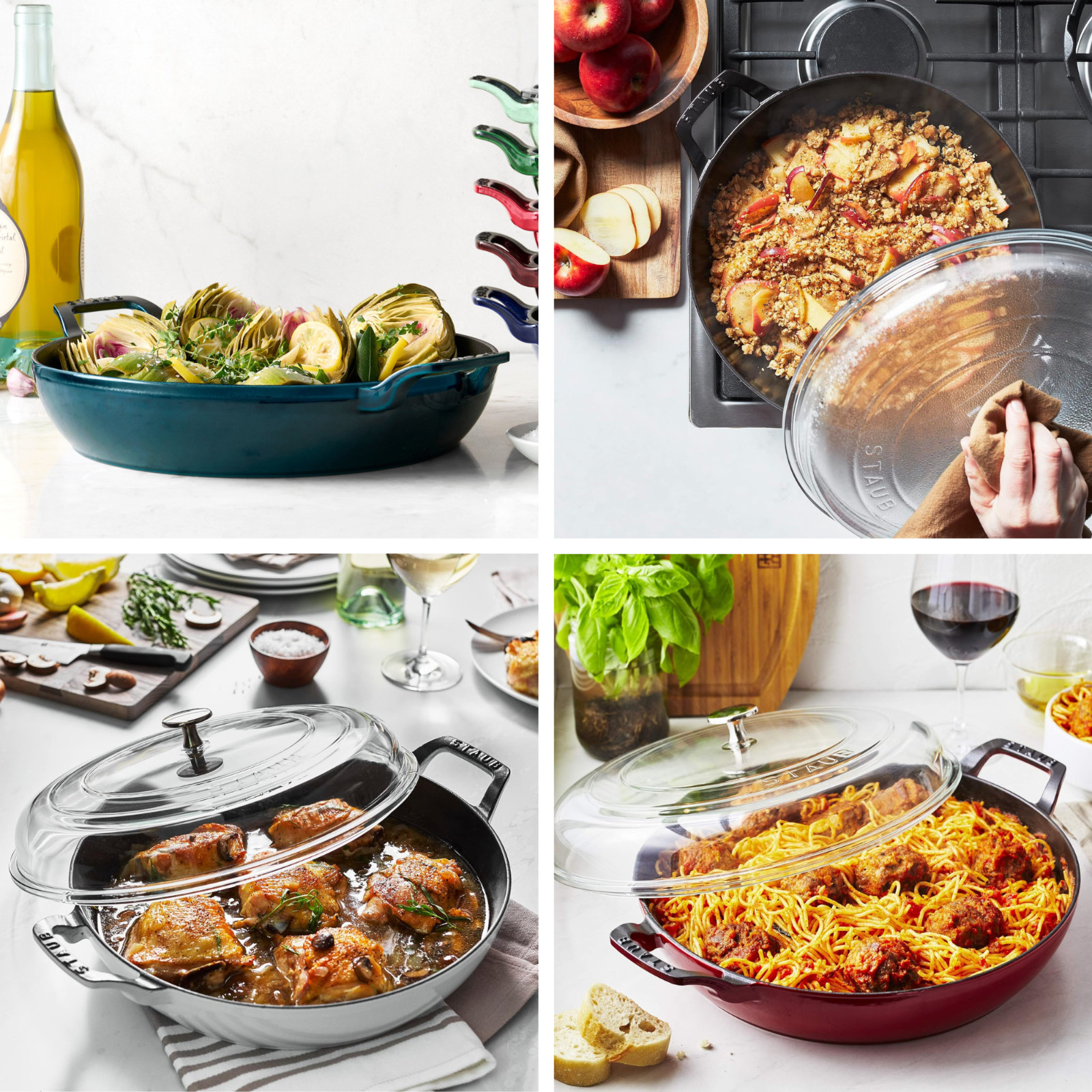 Staub 3.5 Qt Everything Braiser Enameled Cast Iron Glass Lid Choose Color