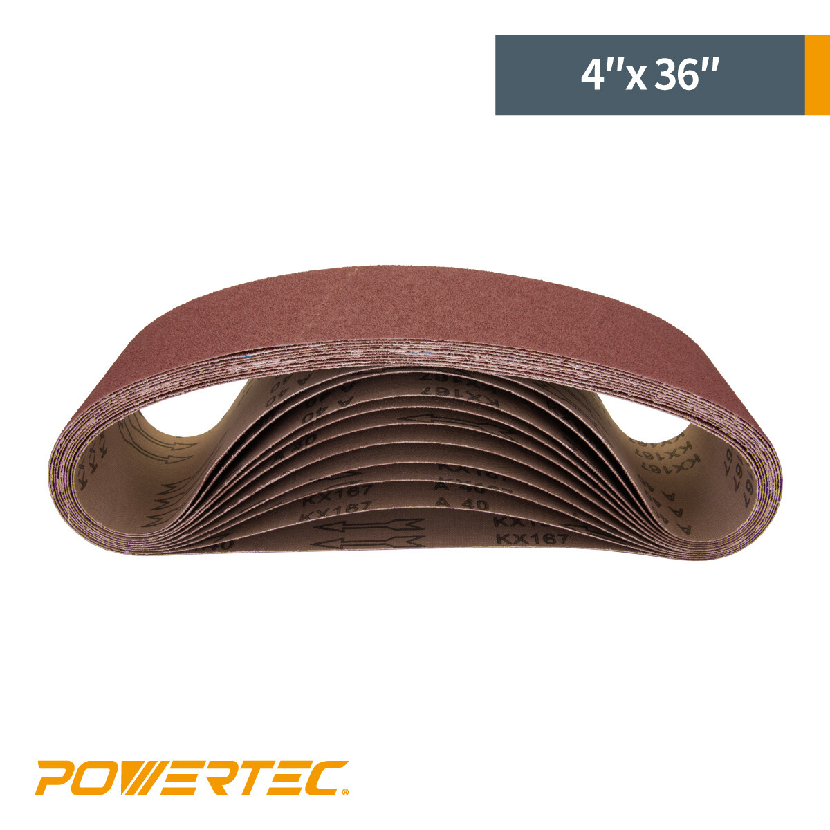 POWERTEC 4 x 36″ Sanding Belt 100 Grit 10 PK Aluminum Oxide Sandpaper 110130