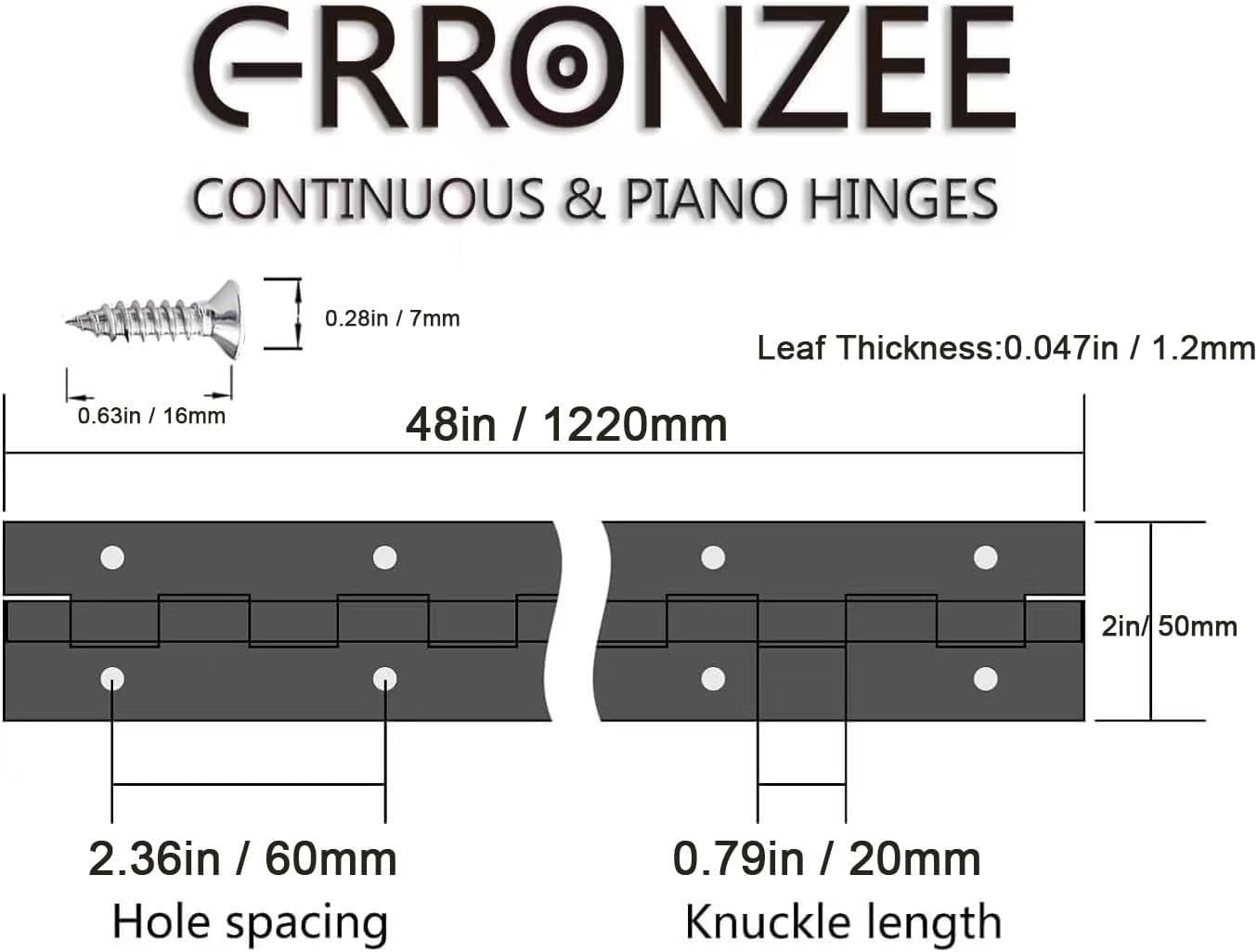 Polished 48 Inch Piano Hinge – Heavy Duty Stainless Steel for Reliable Support