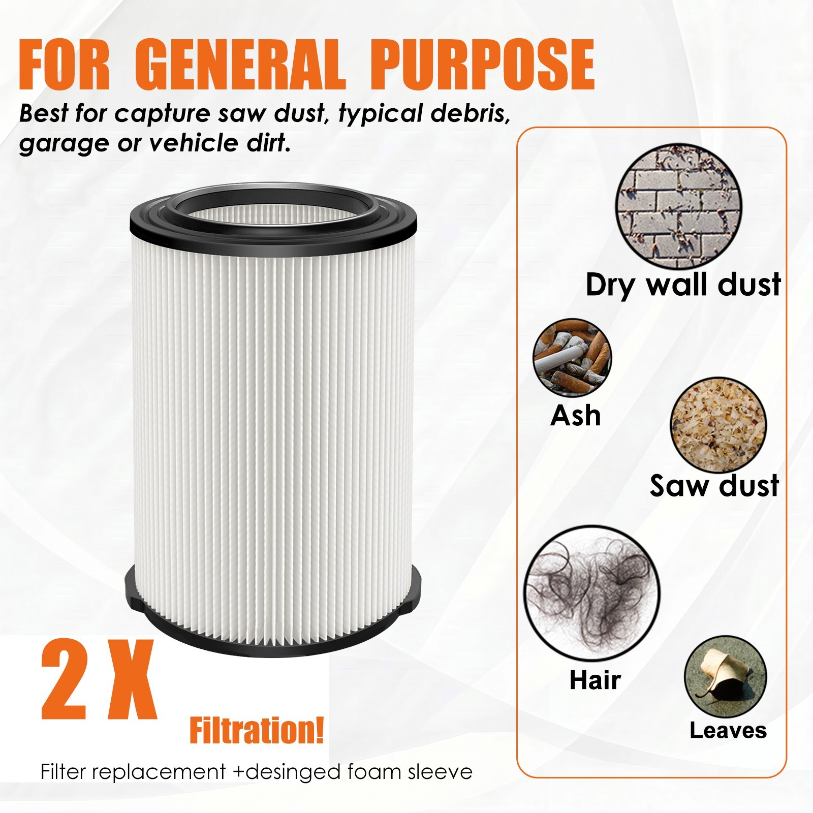 2pcs VF4000 Vacuum filter Replacement for RIDGID Shop Vac Wet/Dry Vacuum Garage