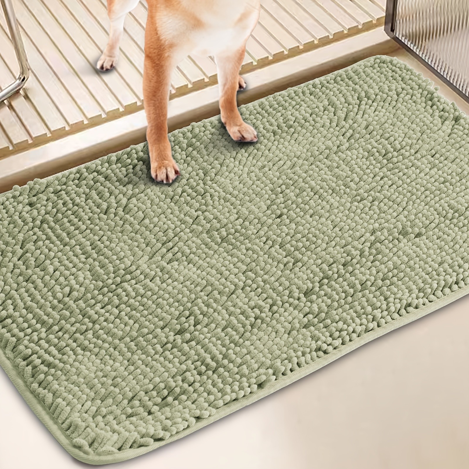 2pcs Absorbent Pet Dog Door Mat For Bedroom Bathroom Muddy Paw Non-Slip Washable