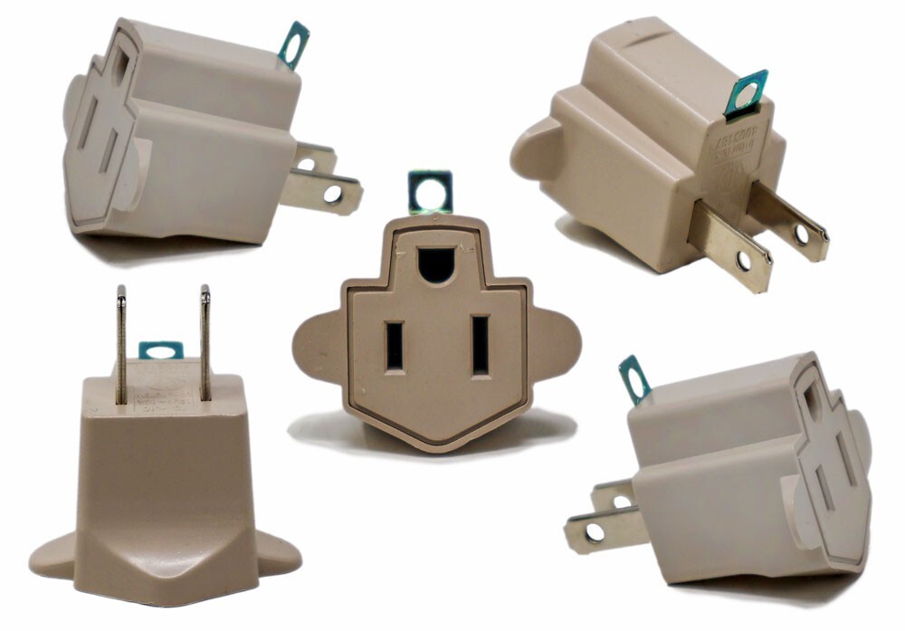5 Pieces Electrical Grounding Adapter 3 Prong to 2 Prong Plug AC ETL Listed 125V