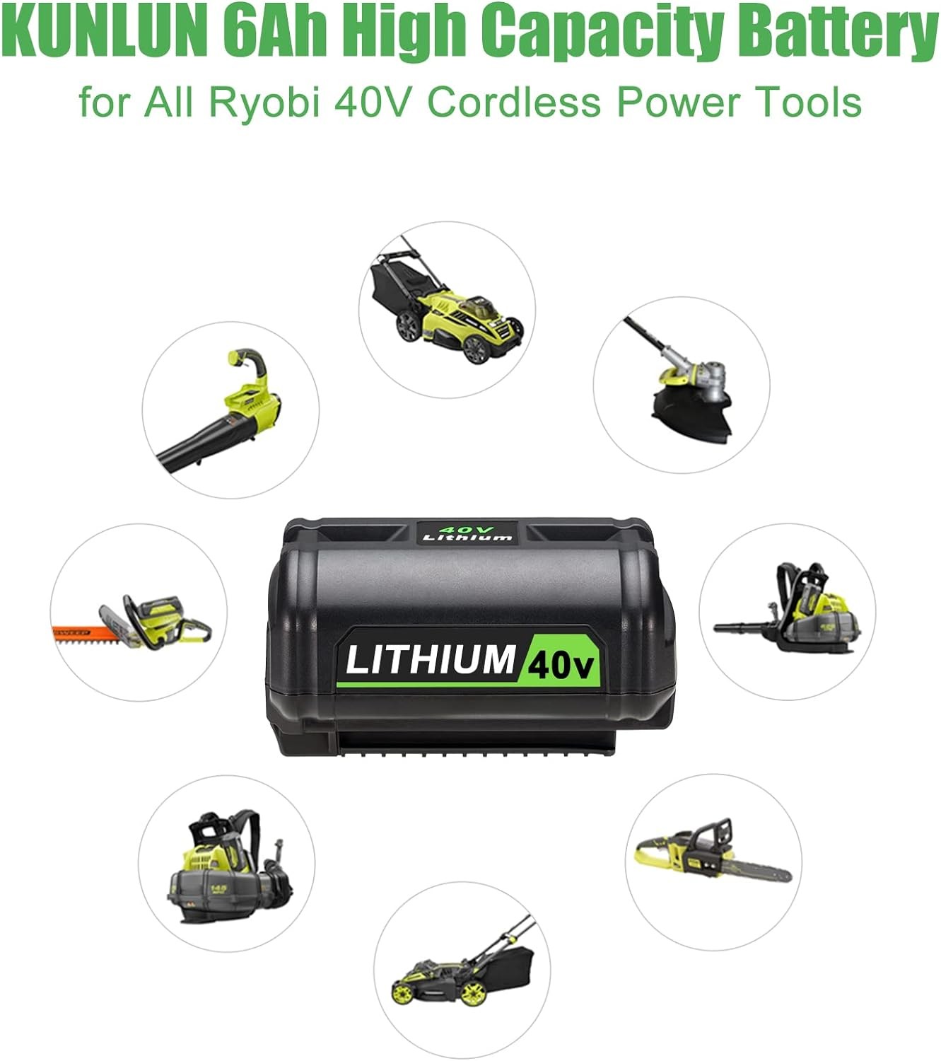 40V Battery For Ryobi 40V 6.0Ah Lithium OP4060 OP4030 OP4050 OP40602 OP40261