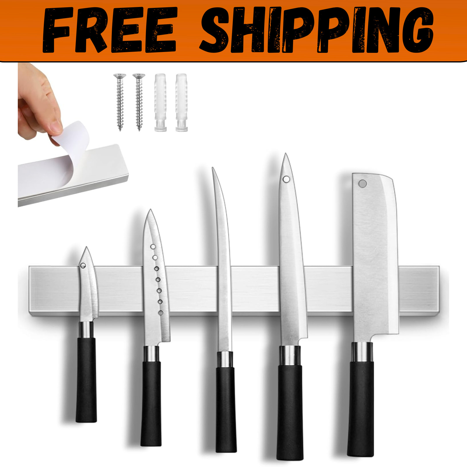 Magnetic Knife Holder for Wall, No Drilling Magnetic Knife Strip Adhesive Knife