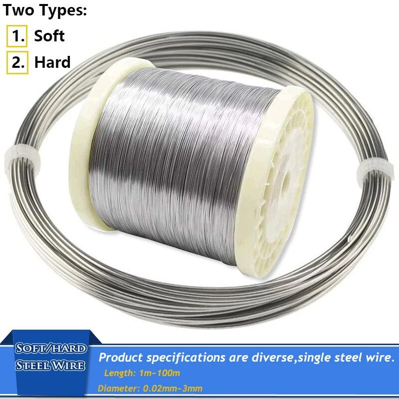 1pcs 1-100 meters 304 Stainles Steel Soft/hard Steel Wire Diameter 0.02-3mm Sin