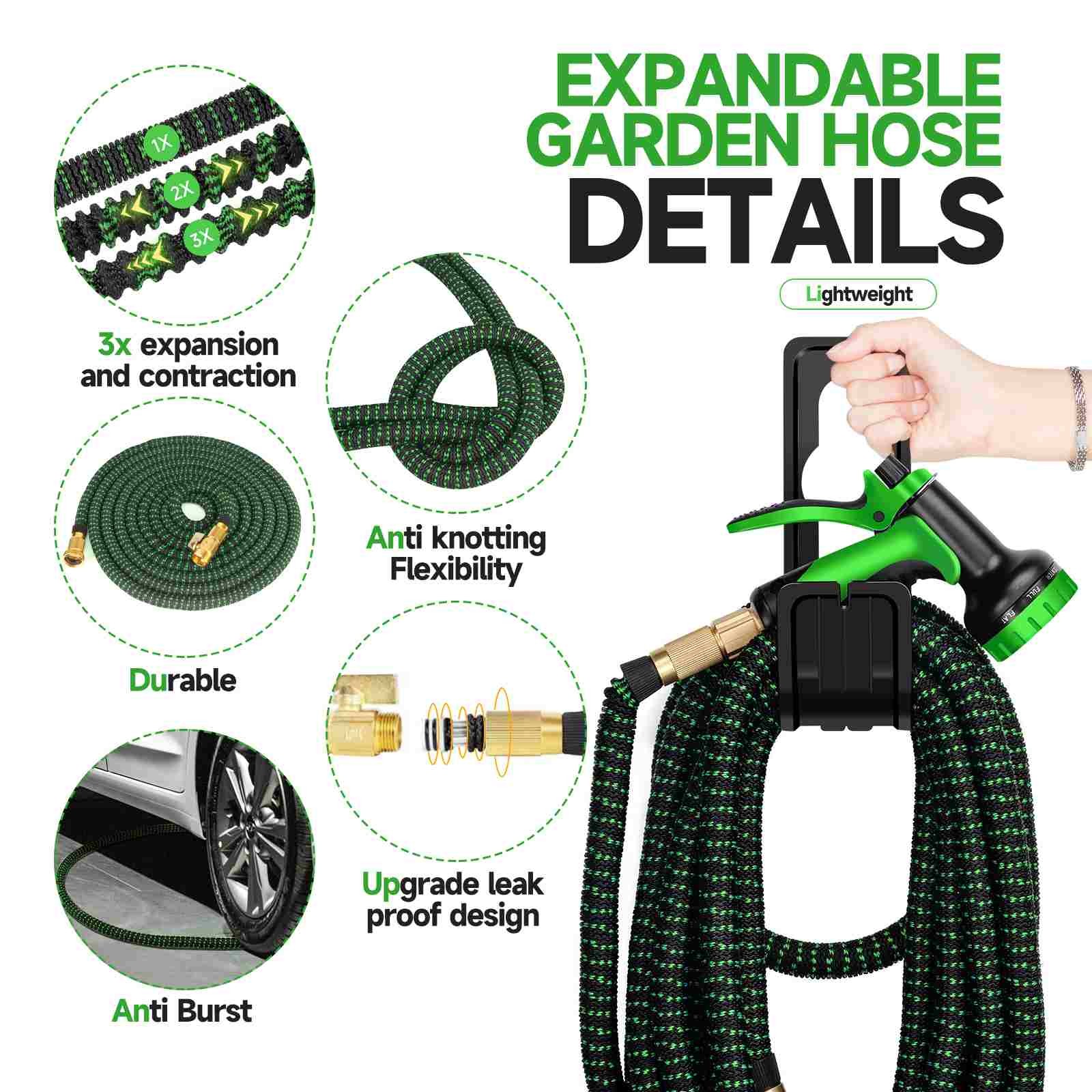 Outdoor Expandable Flexible Garden Water Hose Magic Pipe 20/40/60/80/120ft