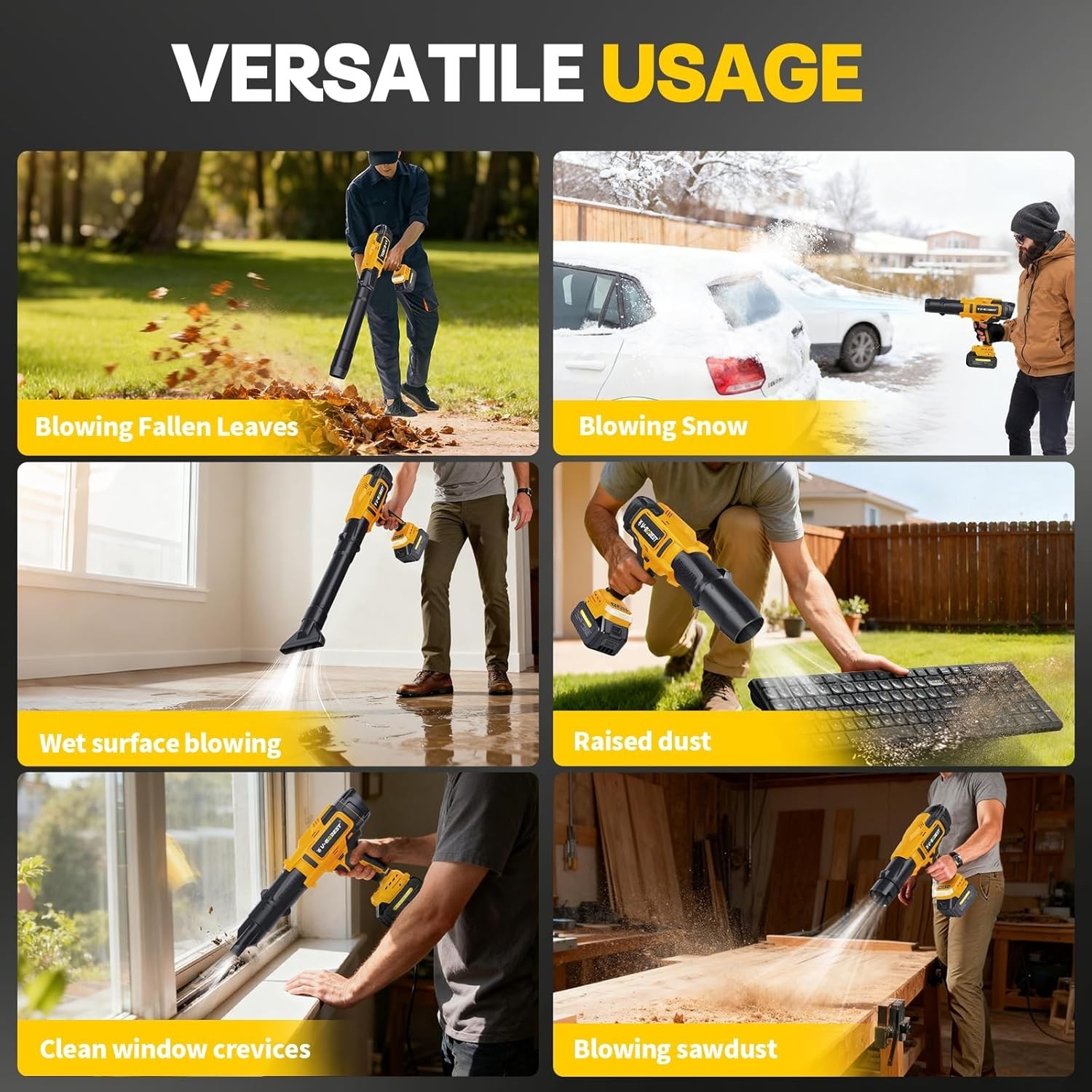 Brushless Cordless Turbine Leaf Blower Compact Handheld Blower w/2*4.0Ah Battery