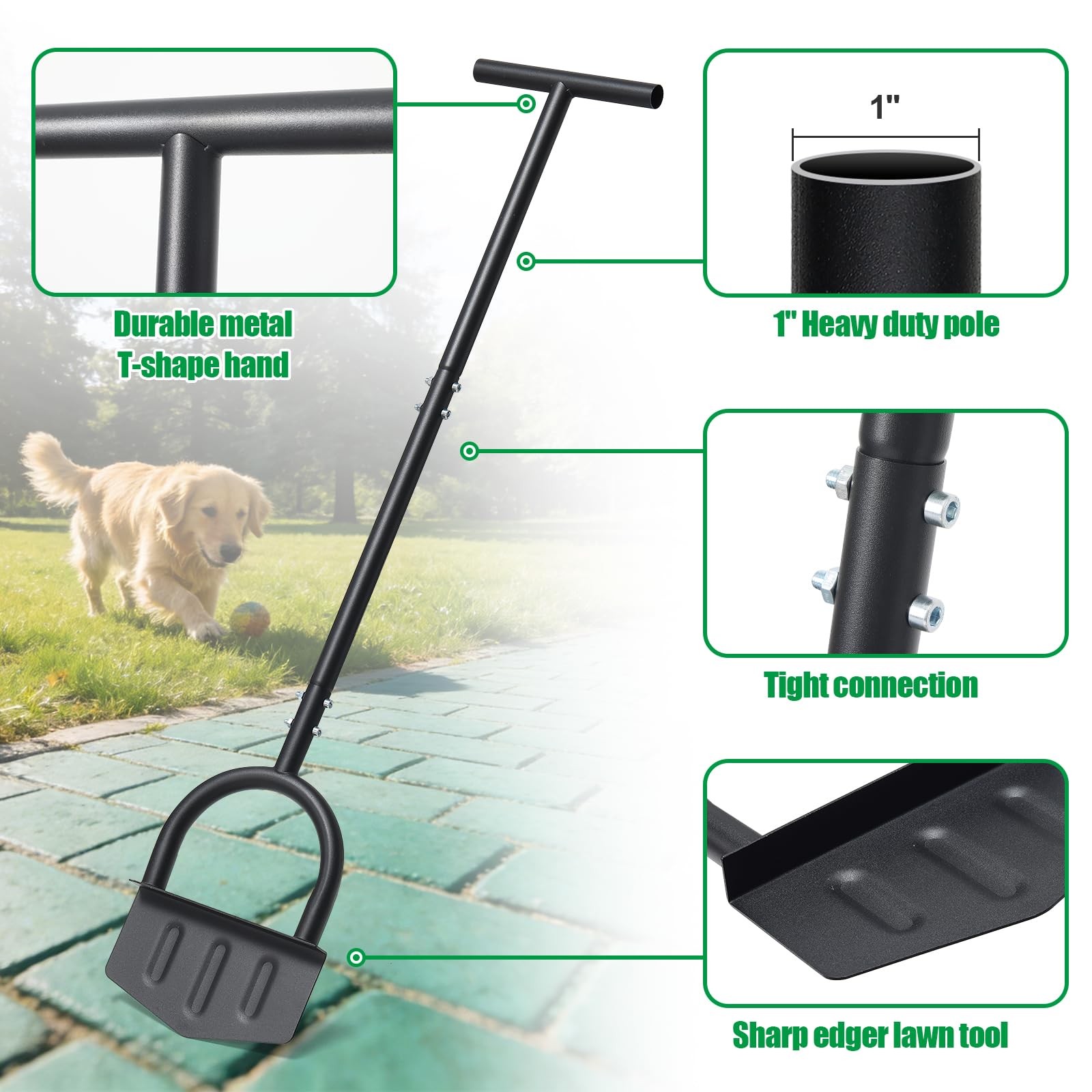Edger Lawn Tool 41.8â€ Manual Lawn Edger with Ergonomic T-Grip & Wide Footpl…