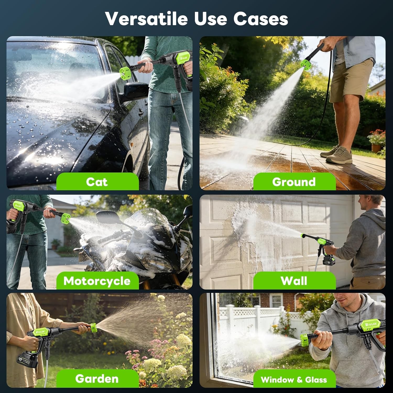 Cordless Pressure Washer, 1500 PSI Portable Power Washer with Battery & Charger