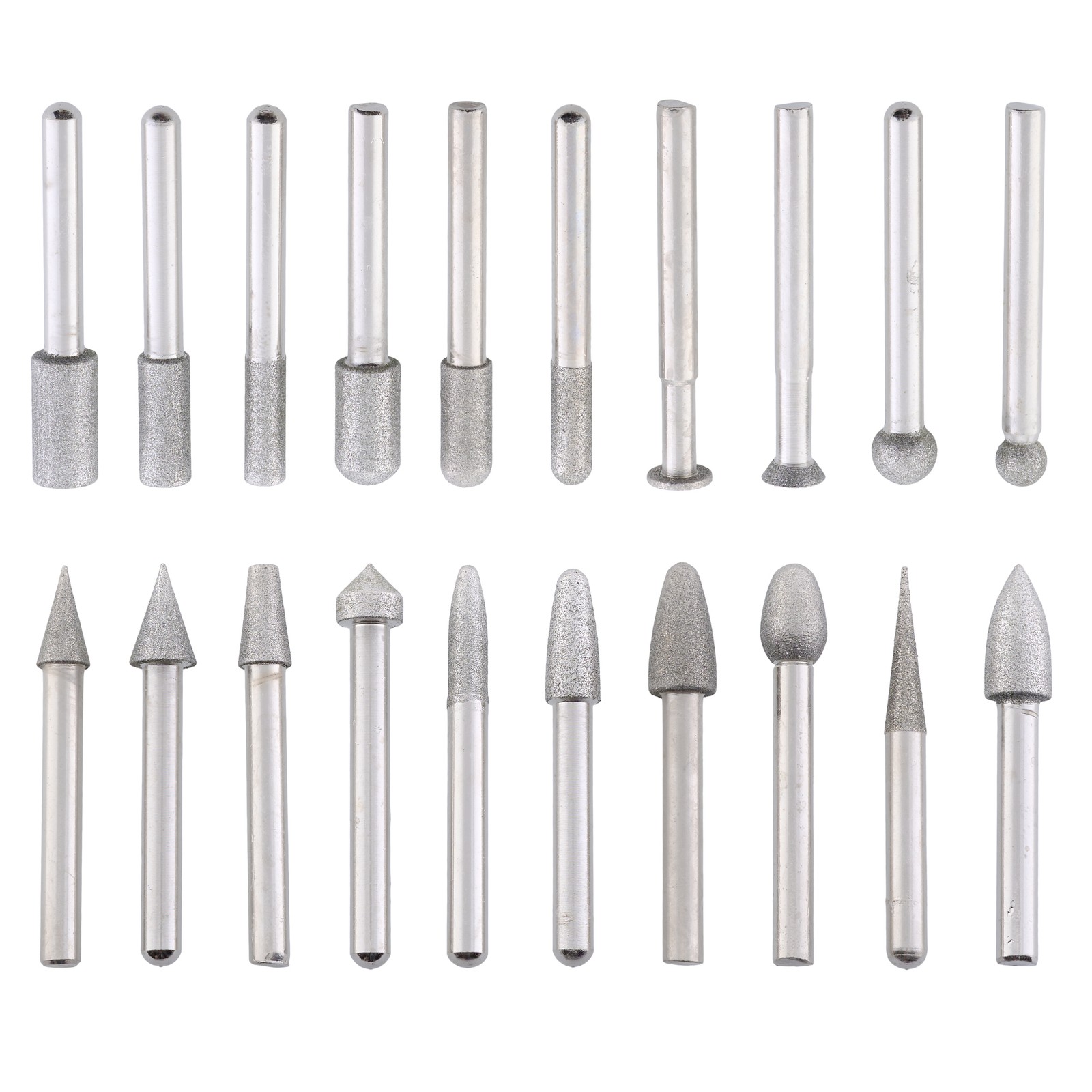 20Pcs Electroplated Diamond Grinding Bit Set Carving Rotary Burr for Die Grinder