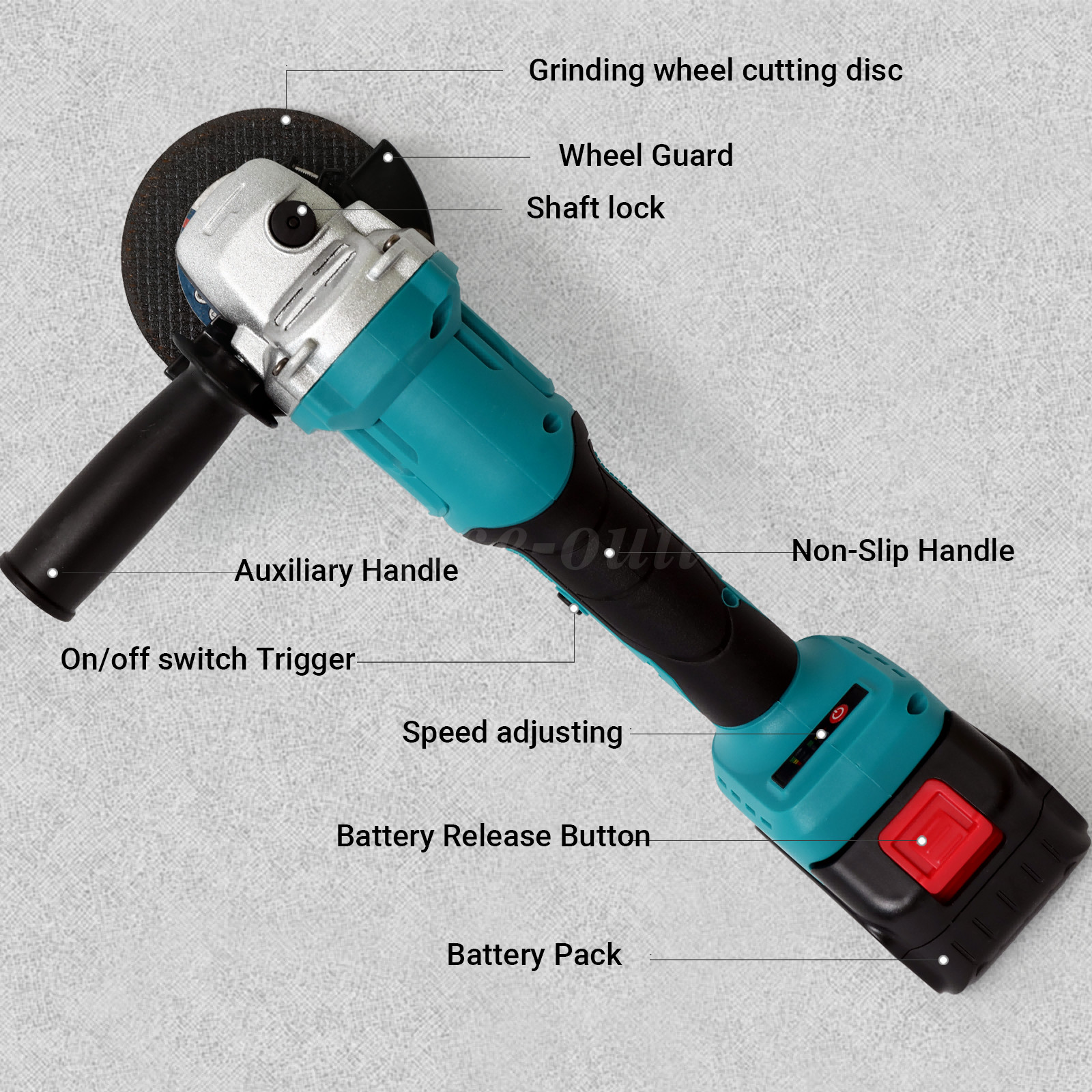 21V Brushless Angle Grinder 4″ Cordless Angle Grinder Kit with 2-1300mah Battery