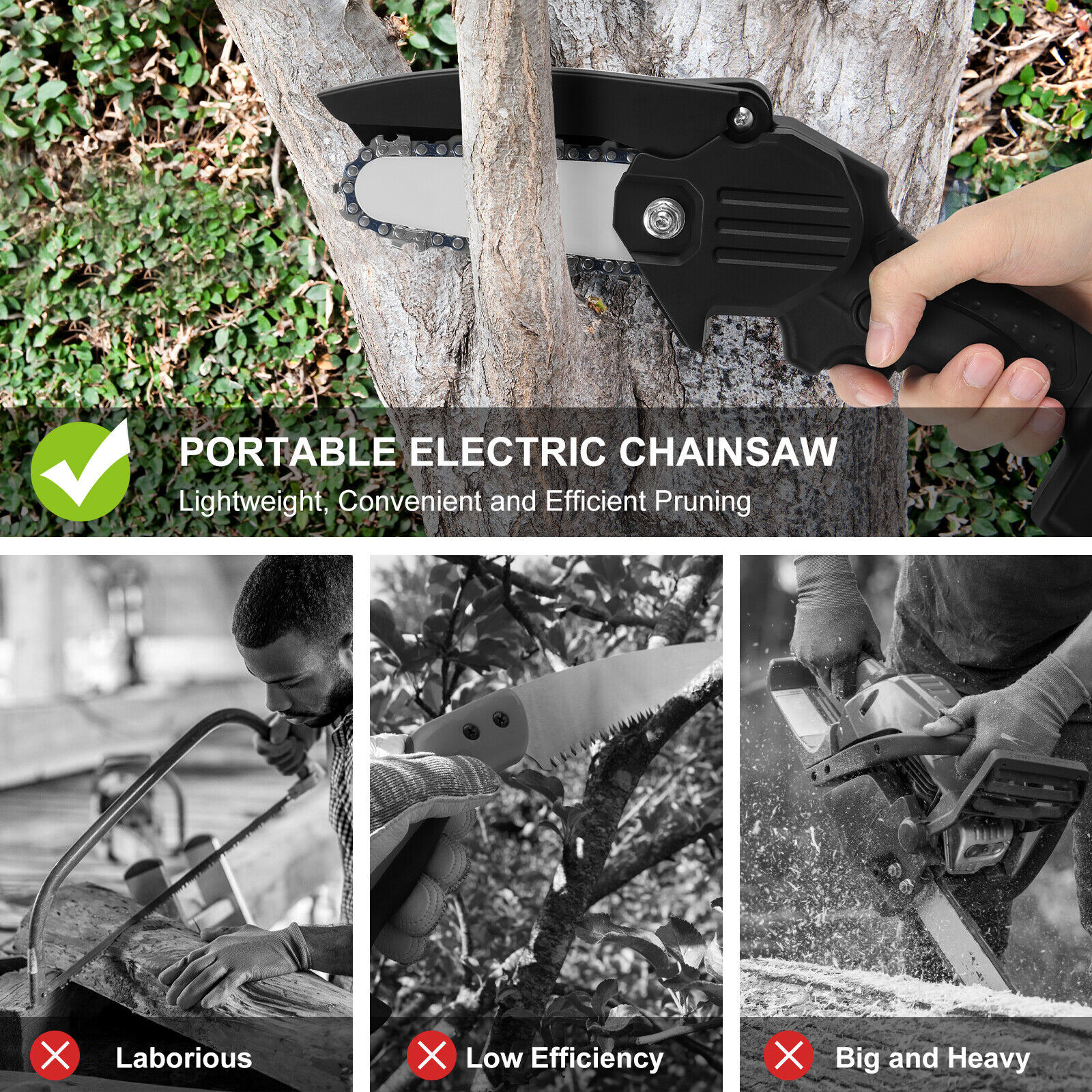 Mini Chainsaw 6 Inch Cordless Handheld Chainsaw Electric Chainsaw Tree Trimmer