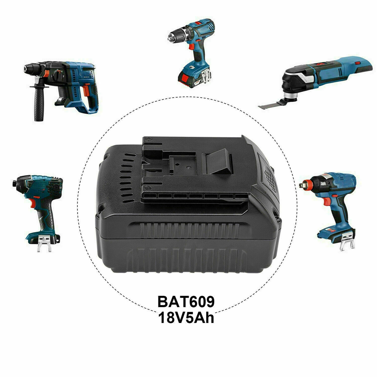 for Bosch BAT618 BAT609 18V 5000mAh Li-ion Battery BAT610G 620 GSR GSB 24618-01