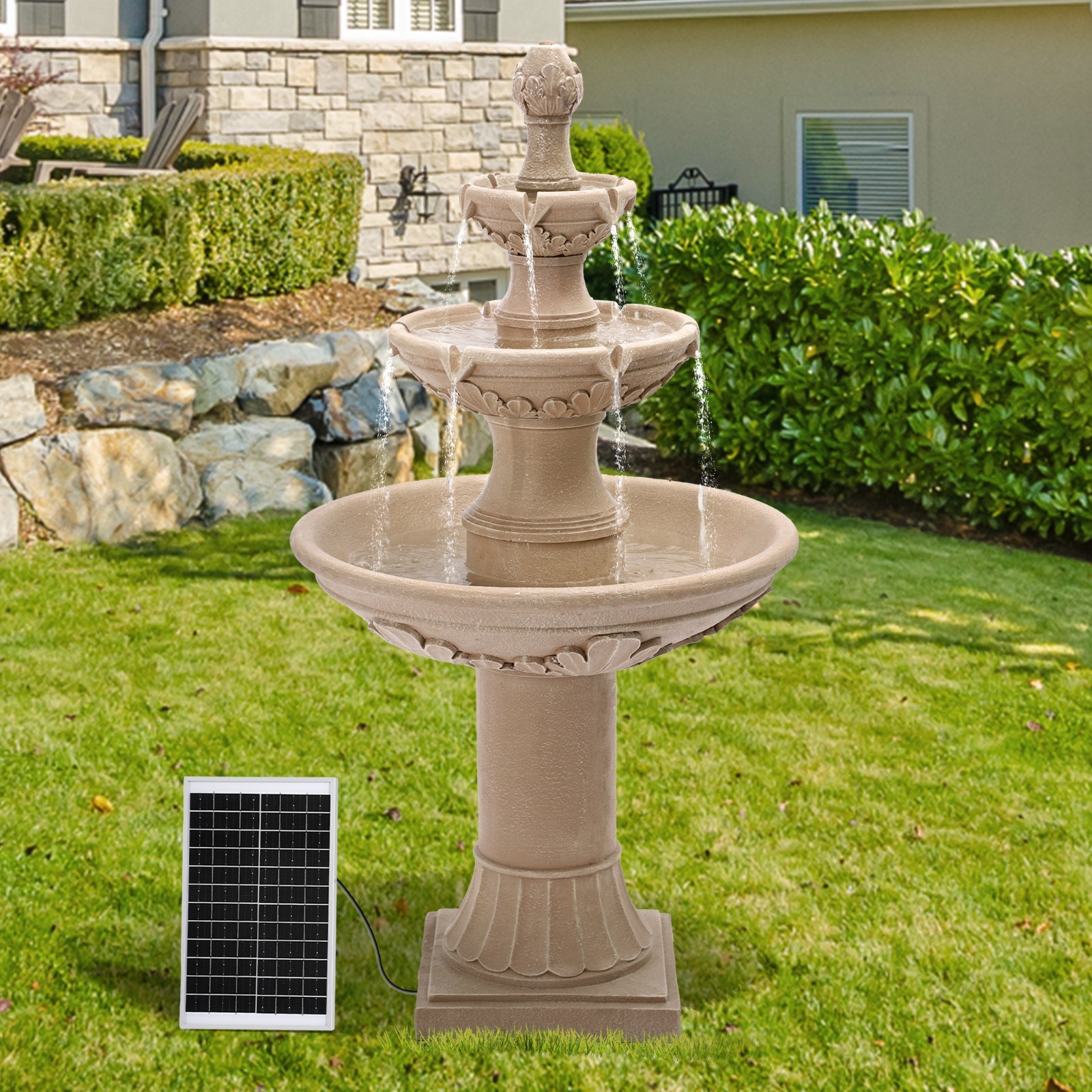48″ High Solar Italian Feature Freestanding Water Fountain Outdoor and Indoor