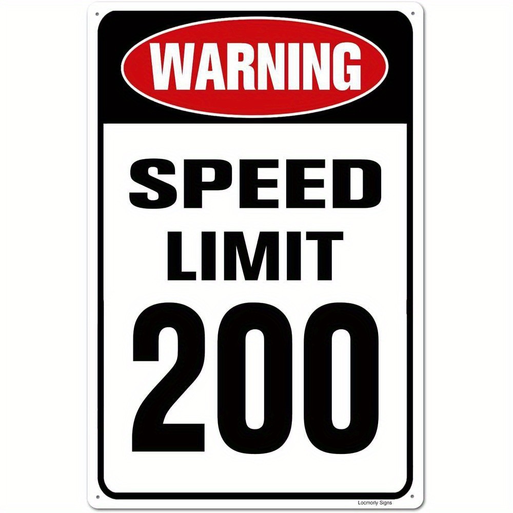 Vintage Exaggerated Speed Limit Sign Metal Sign Quirky 200 MPH Wall Art Decor