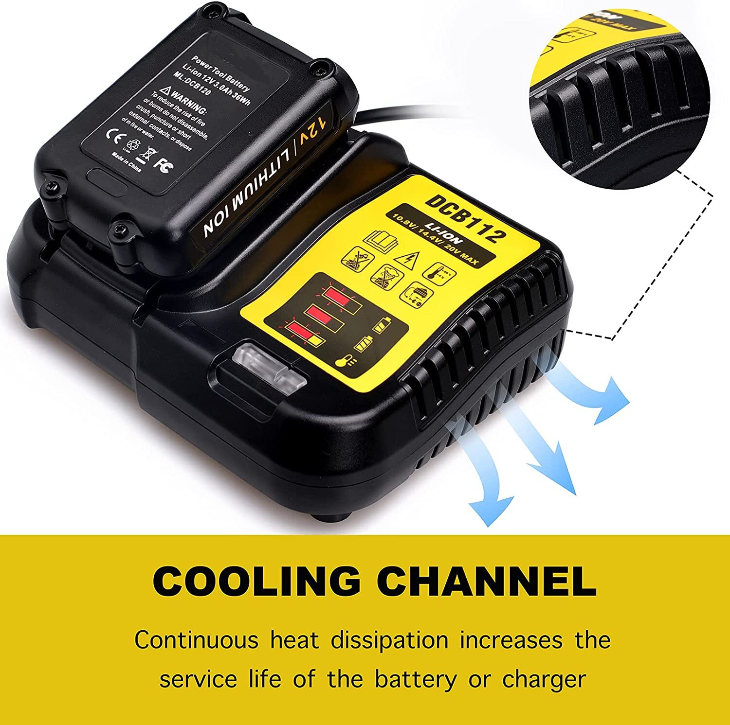 for Dewalt DCB112 12V-20V Li-Ion Battery Charger DCB101 DCB105 DCB107 DCB115