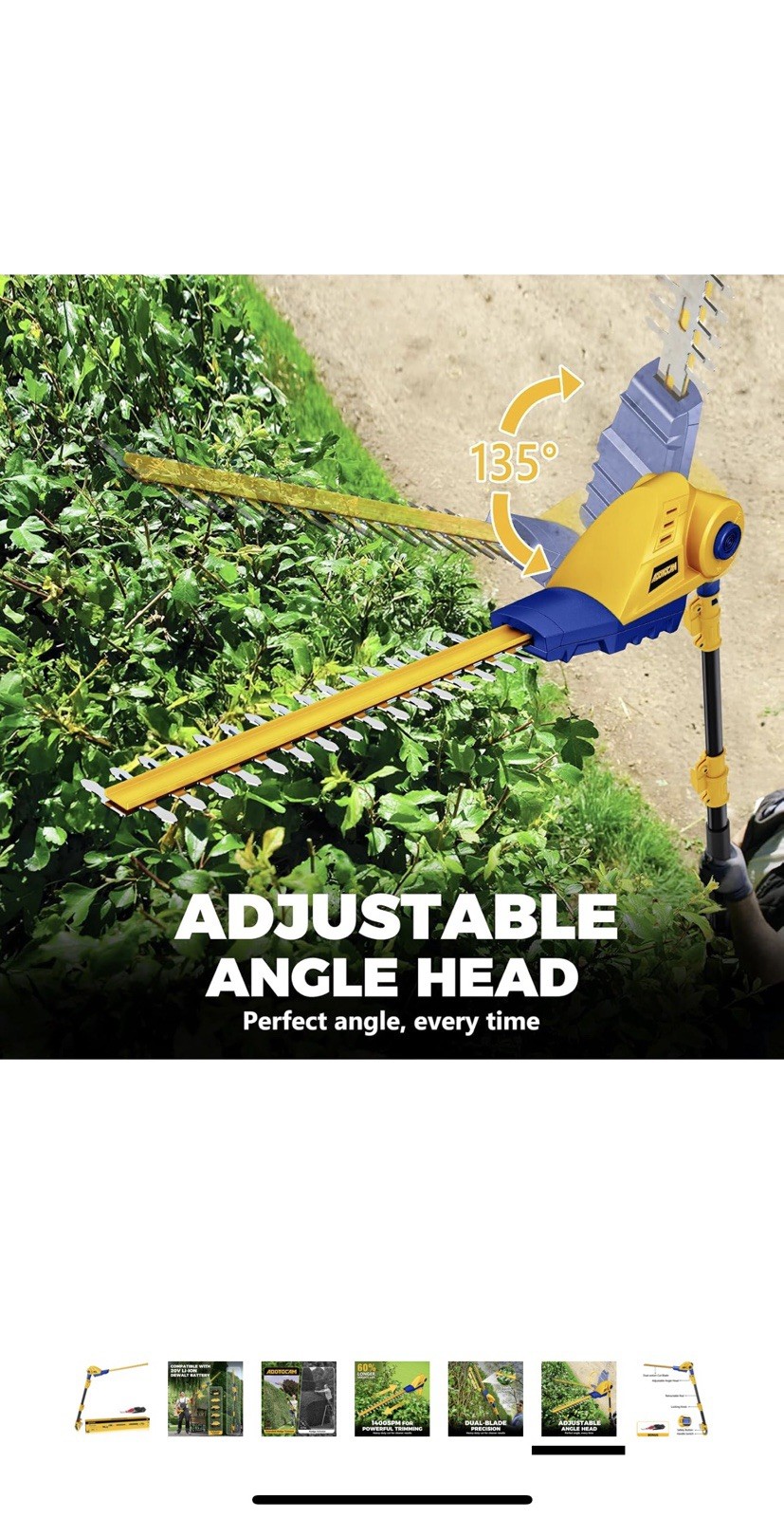 ADOTOCAM Cordless Pole Hedge Trimmer for Dewalt 20V Max Battery （tool only）