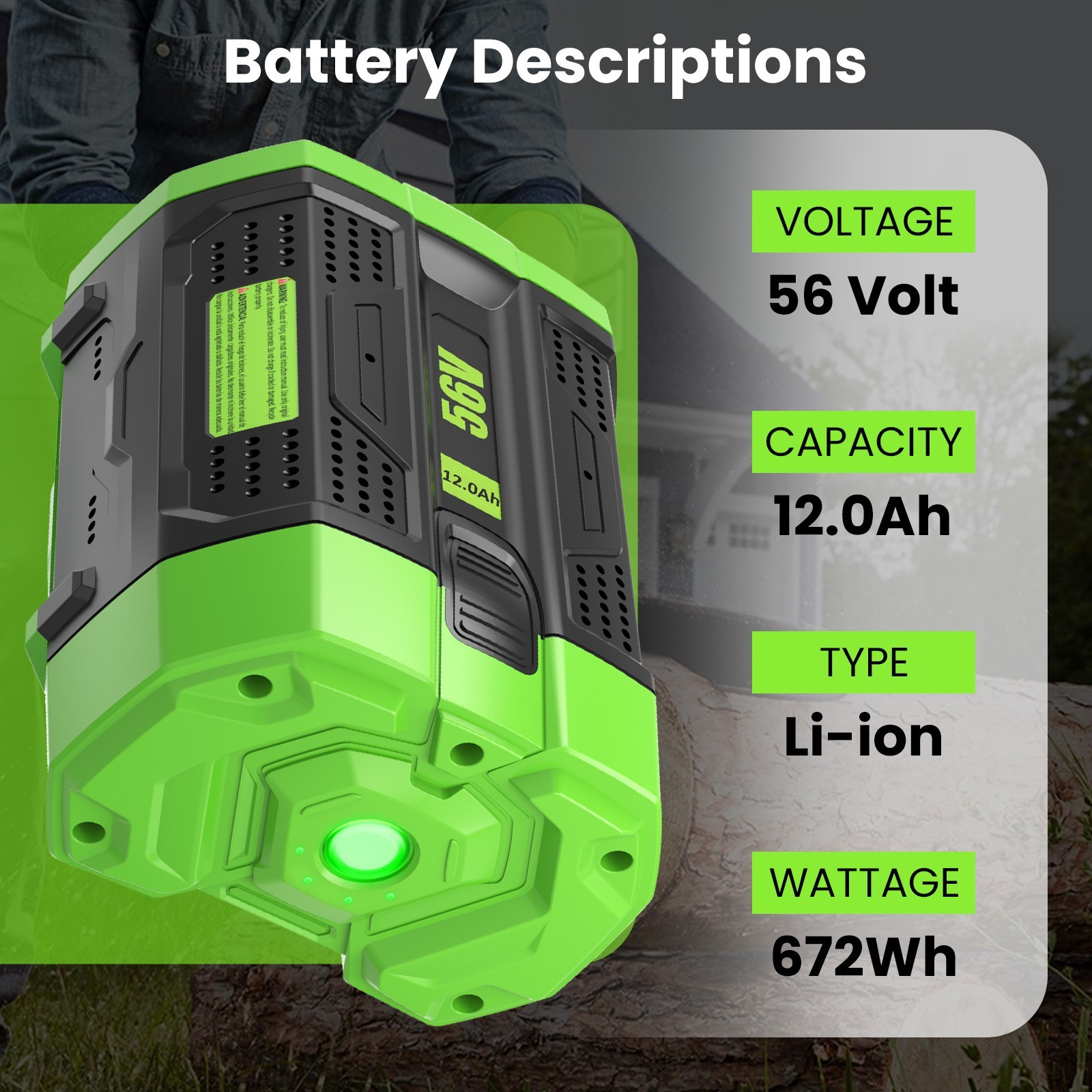 For EGO POWER+ 56V 10Ah ARC Lithium Genuine Battery BA6720T w/ Fuel Gauge