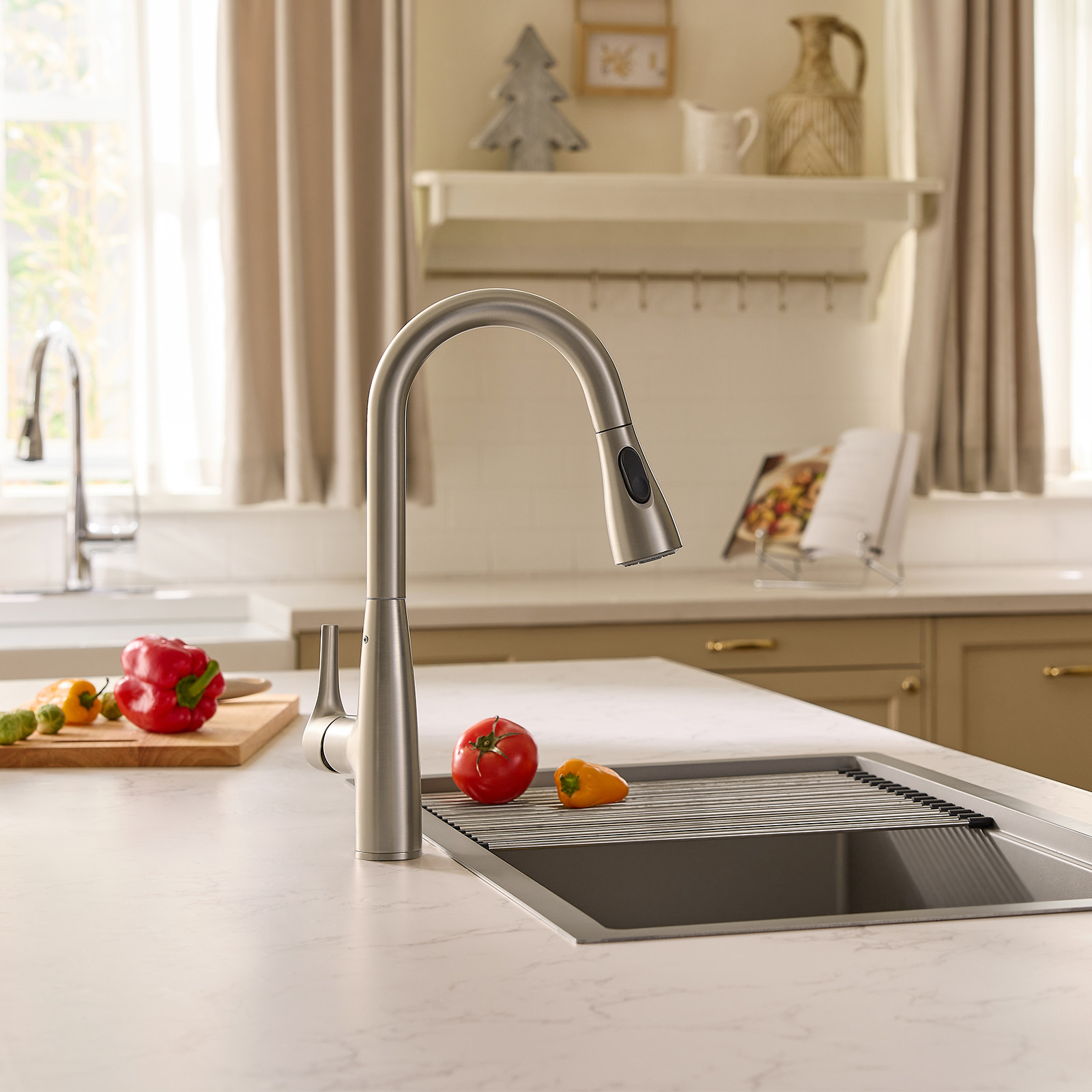 JOMOO 32″ Drop-In Kitchen Sink Workstation 18-Gauge Brushed Stainless Steel Bowl