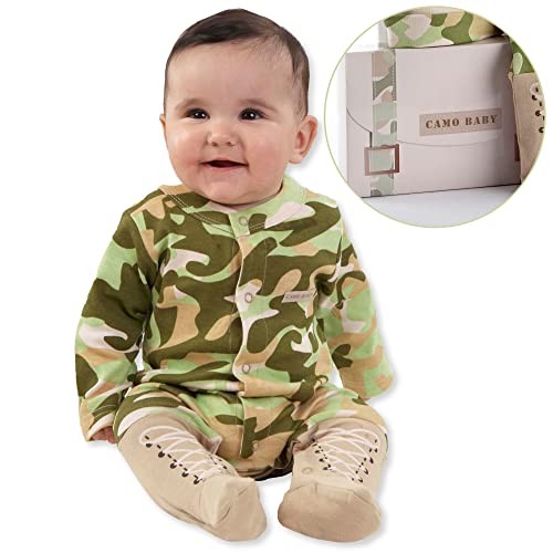 Big Dreamzzz Baby 2-Piece Layette Set in Backpack Gift Box, Tan, 0-6 Months Camo
