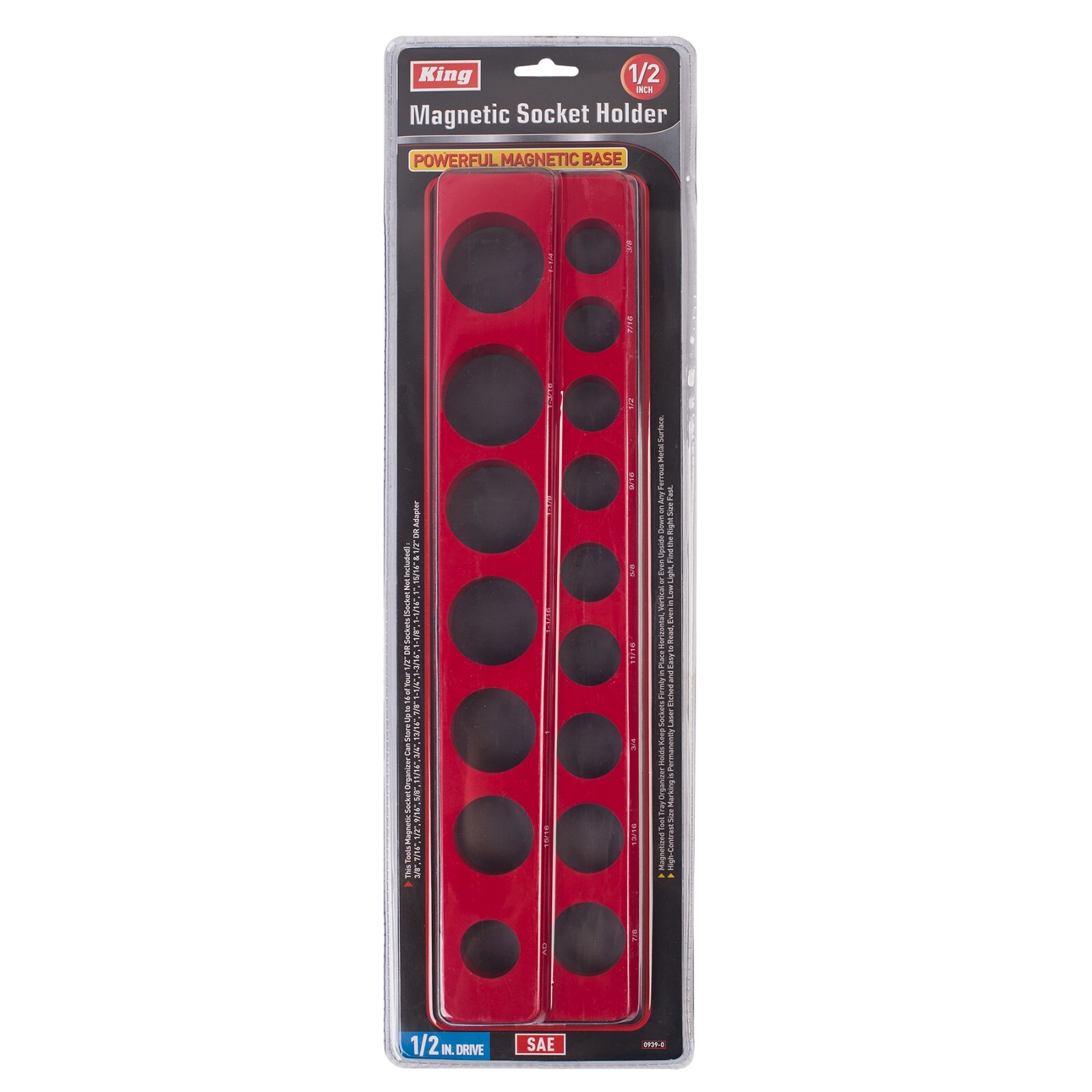 KING Magnetic Socket Organizer Holder 6-PACK Set 1/4” 3/8” 1/2” Metric SAE