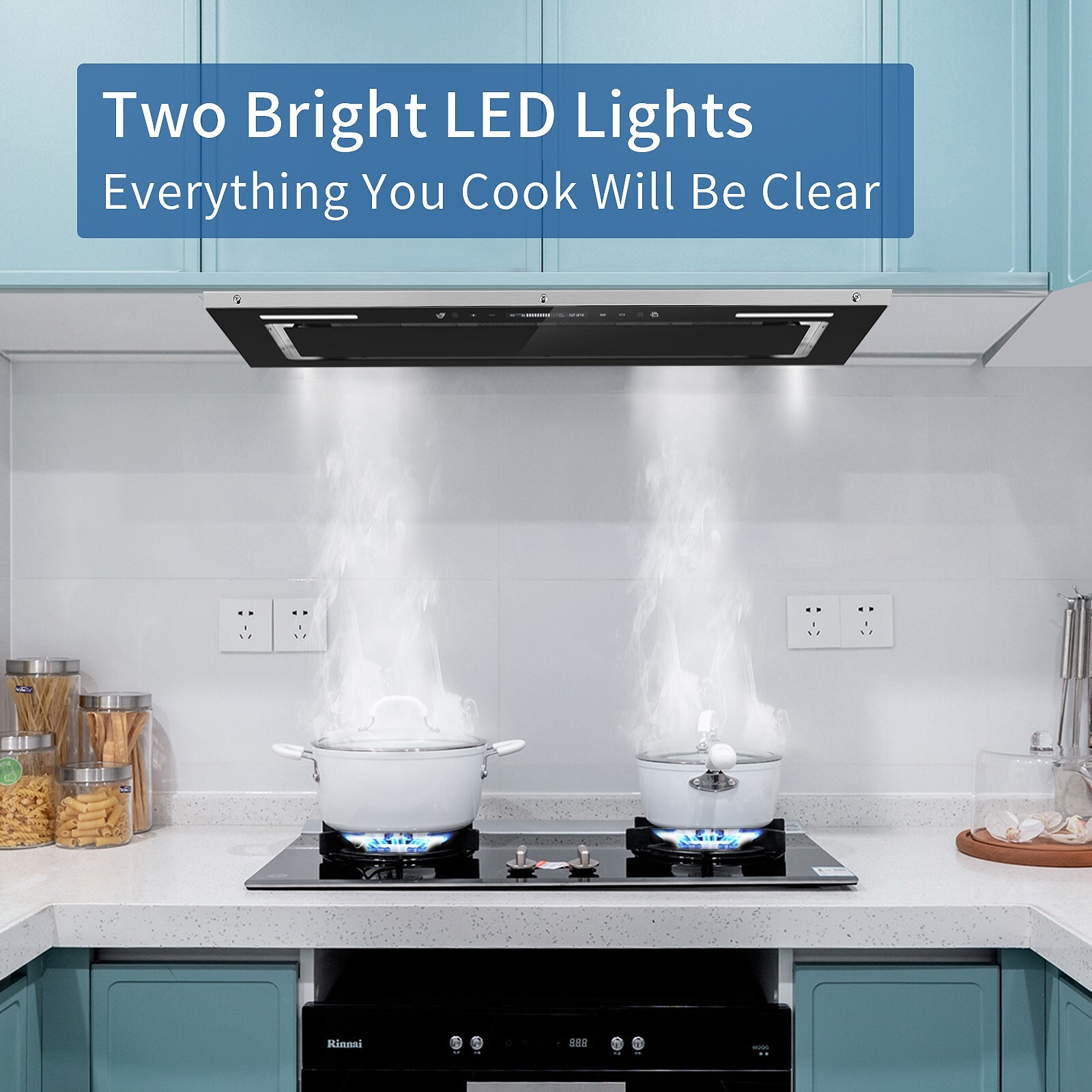 30in Built-in Insert Range Hood 900CFM Tempered Glass Kitchen Vent w/LED New