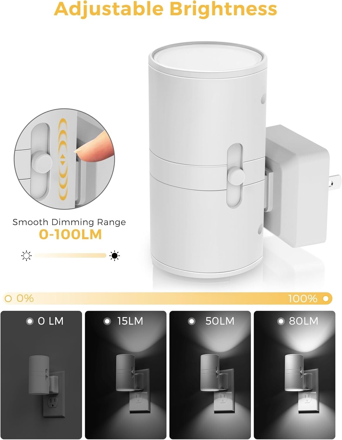 Adjustable Brightness LED Night Lights with Light Sensor – Perfect for Any Room