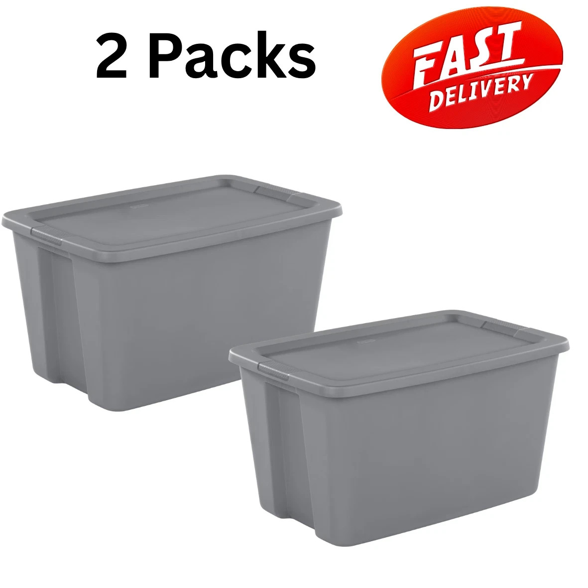 2x Extra Large Storage Bin, 30 Gallon Plastic Storage Container with Snap-On Lid