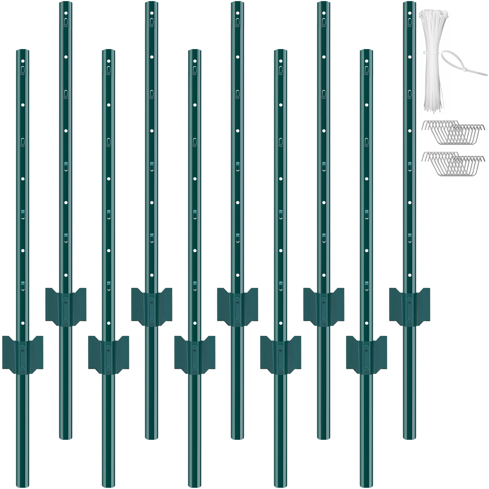 VEVOR 3/4/5/6/7 ft Fence Post 10/6 Pack T-Post Heavy Duty Metal Fence Posts