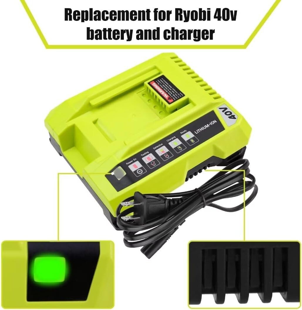 2 Pack 7500mAh OP4026 Replacement for Ryobi 40V Lithium Battery / Charger Combo