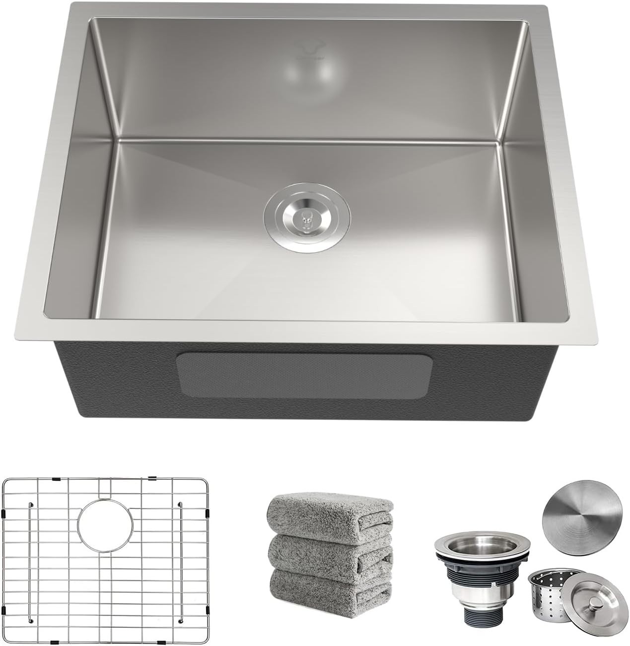 22″ Undermount Kitchen Sink 16 Gauge Stainless Single Bowl Utility Laundry