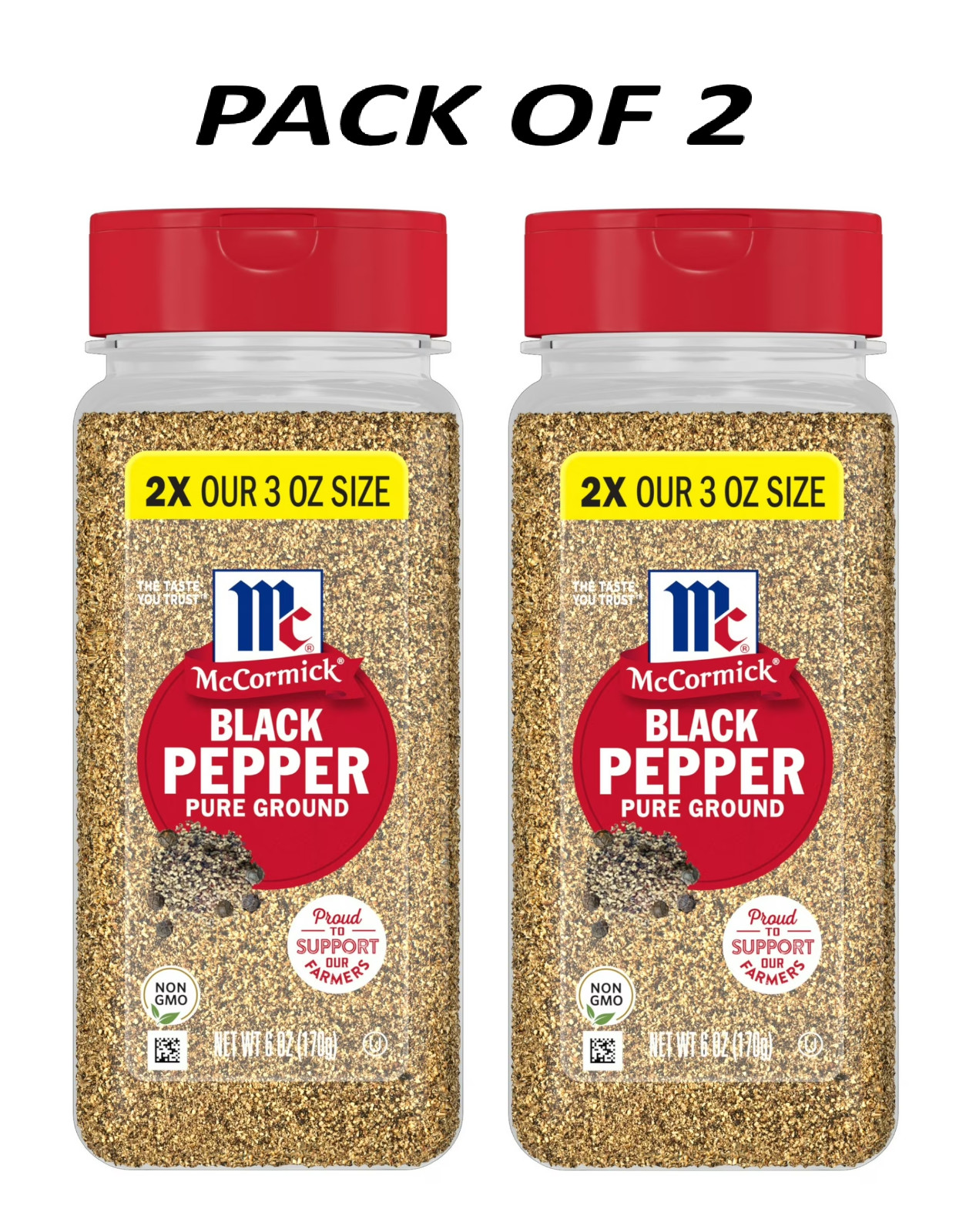 McCormick Pure Ground Black Pepper, 6 oz ( 2 Pack )