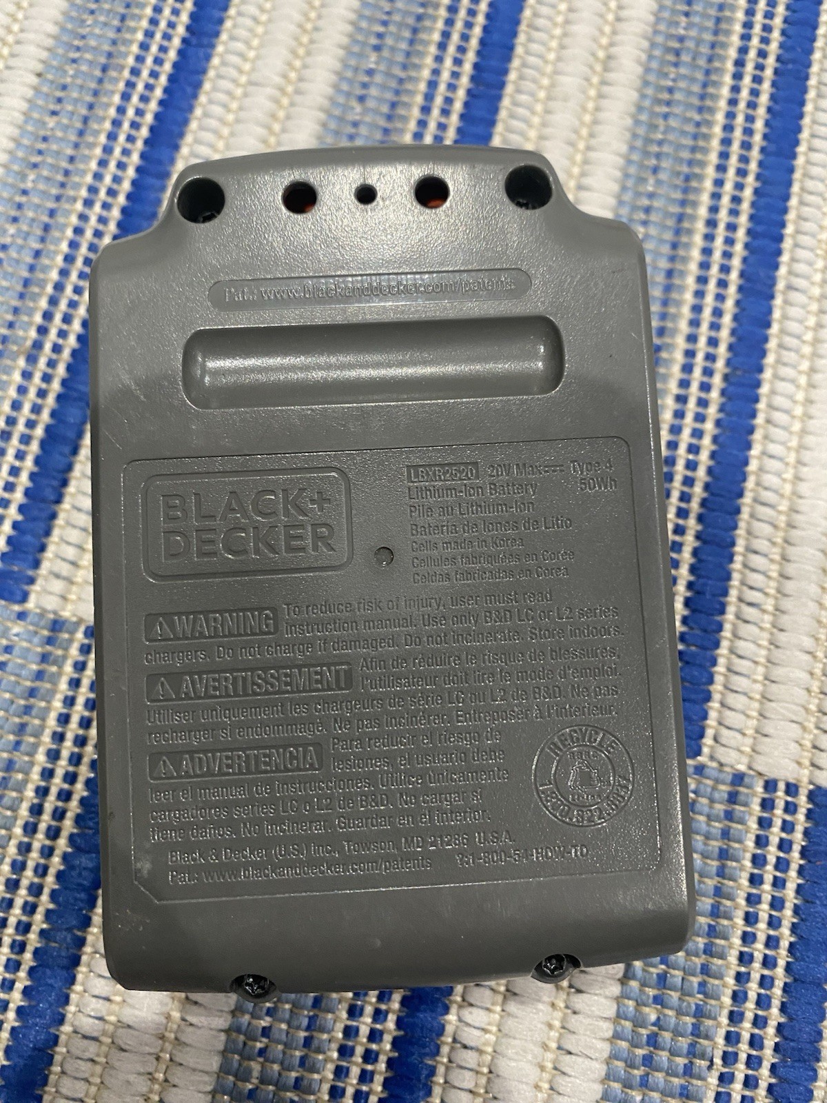 Genuine Black And Decker 20V Max Battery Pack Li-ion 2.5ah Model LBXR2520