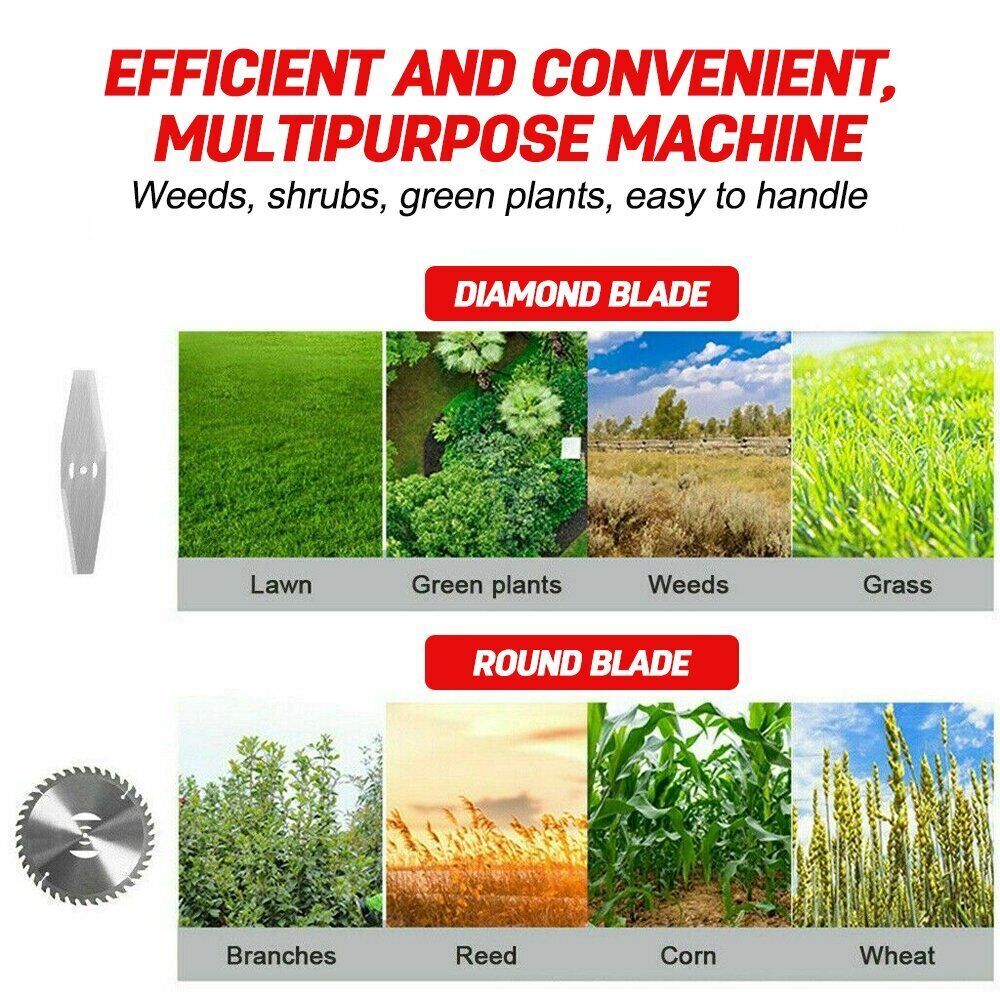 24V Electric Weed Wacker Cutter Grass String Trimmer Cordless 2 Battery Powered