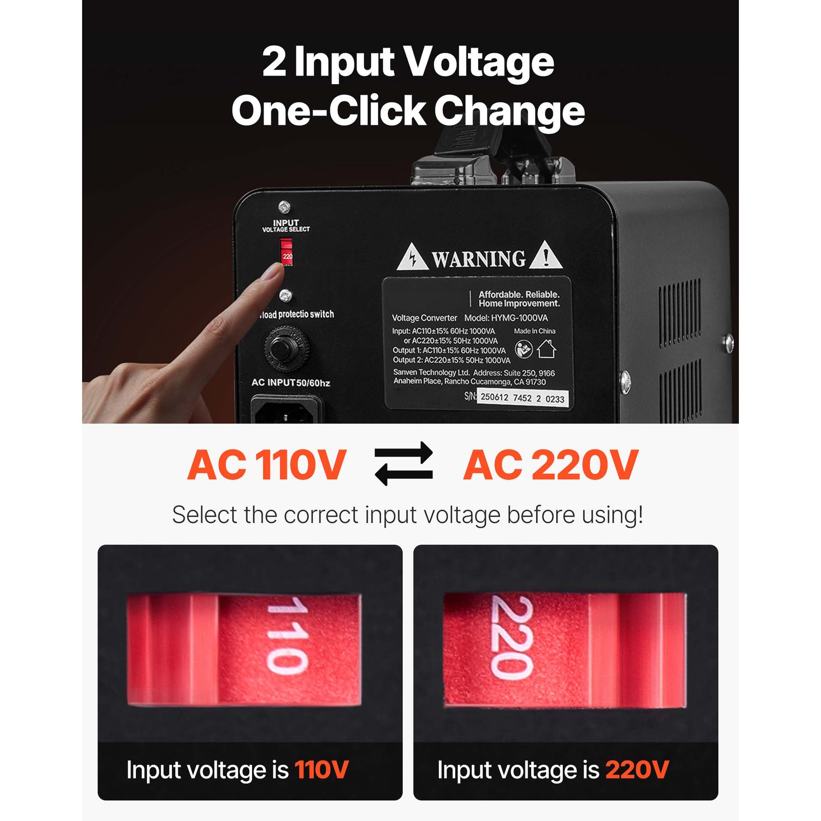 Uimoso Voltage Converter Transformer 1000VA for 110V to 220V and 220V to 110V